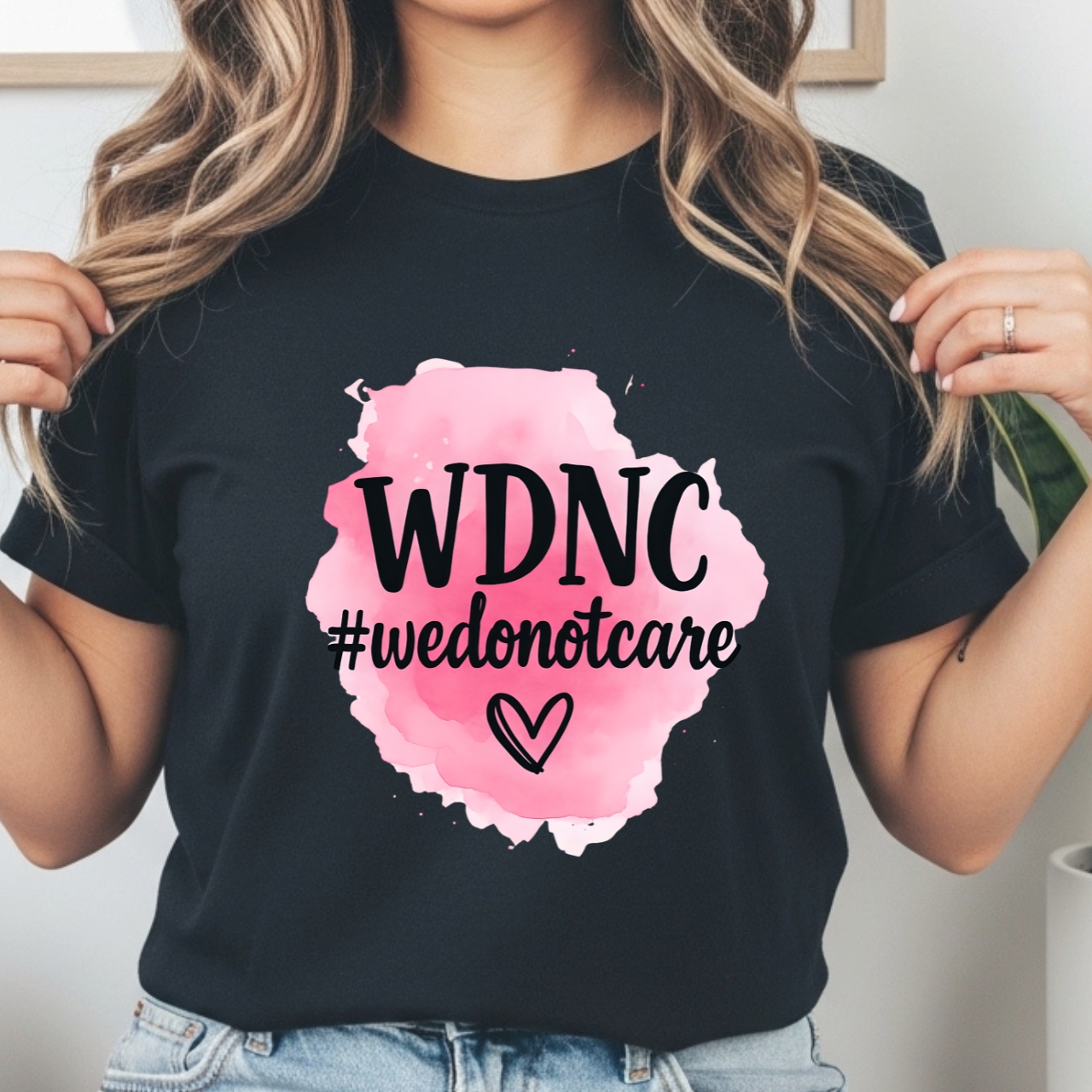 WDNC #wedontcare Graphic T-Shirt Casual Pink Watercolor Heart Tee product thumbnail image WDNC #wedontcare Graphic T-Shirt Casual Pink Watercolor Heart Tee product thumbnail image