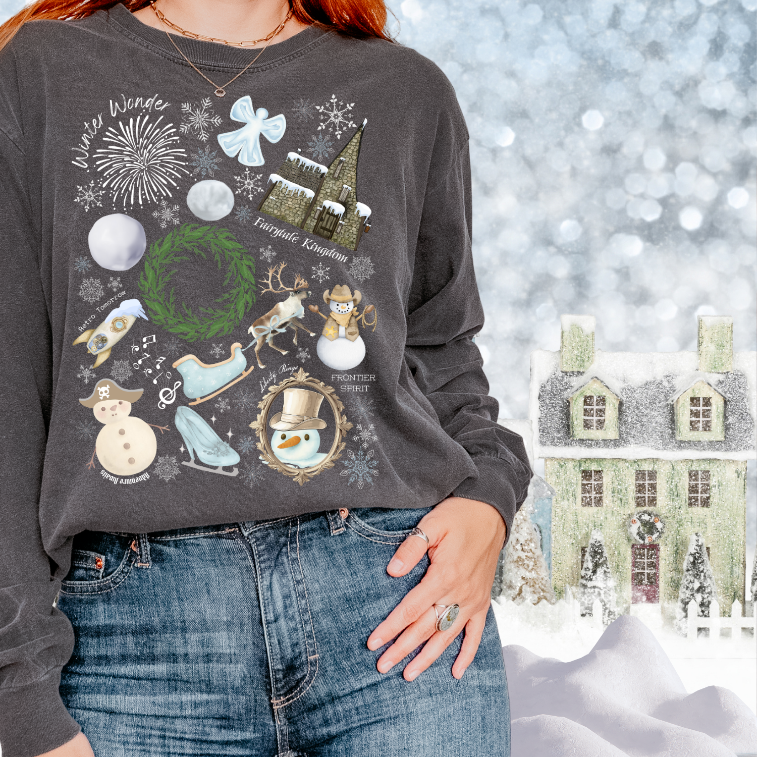Vacation Winter Wonderland Collage Long Sleeve Shirt Magical D-Doodle Family Trip Outfit product thumbnail image