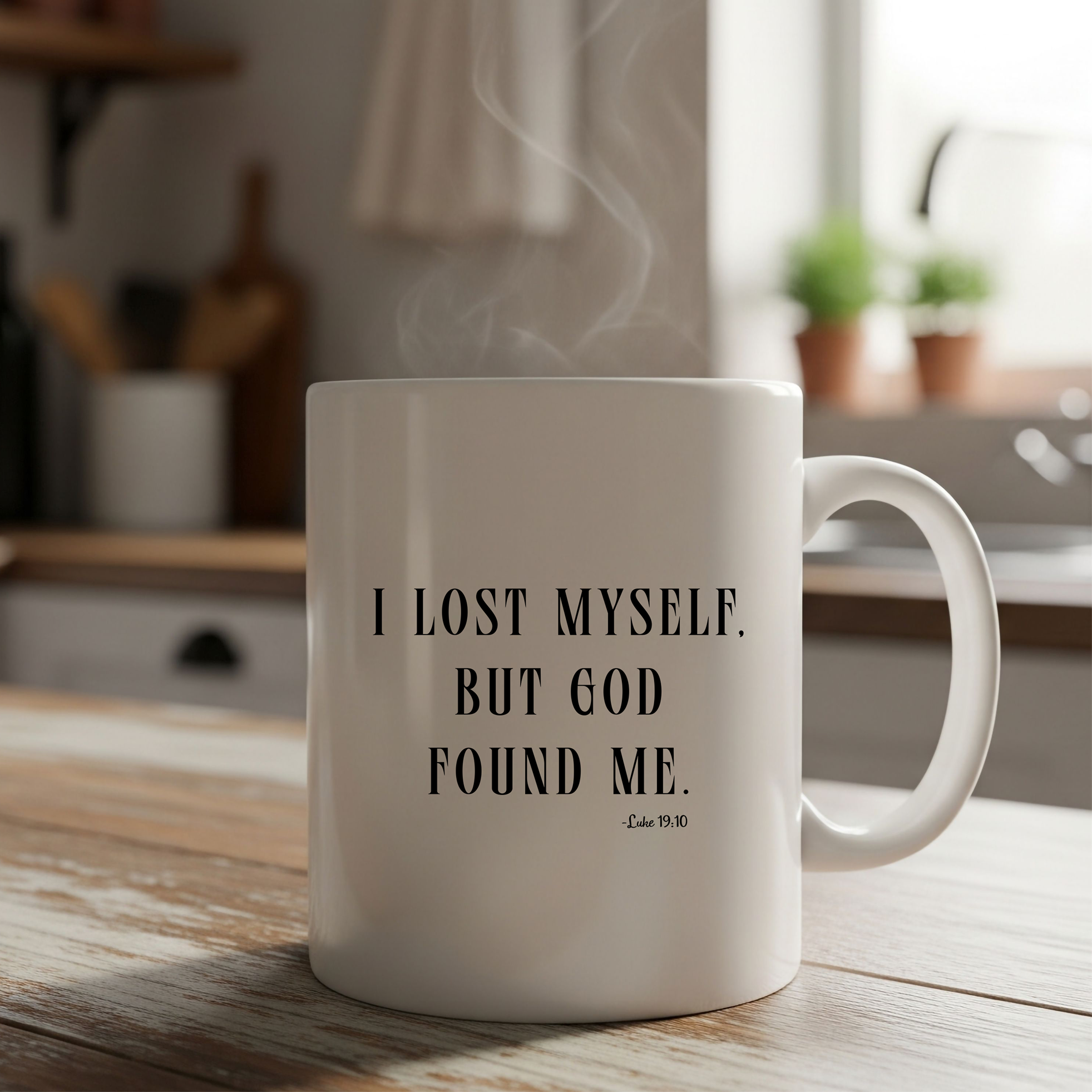  “I Lost Myself But God Found Me.” Inspirational Ceramic Mug – Faith Coffee Cup, Luke 19:10