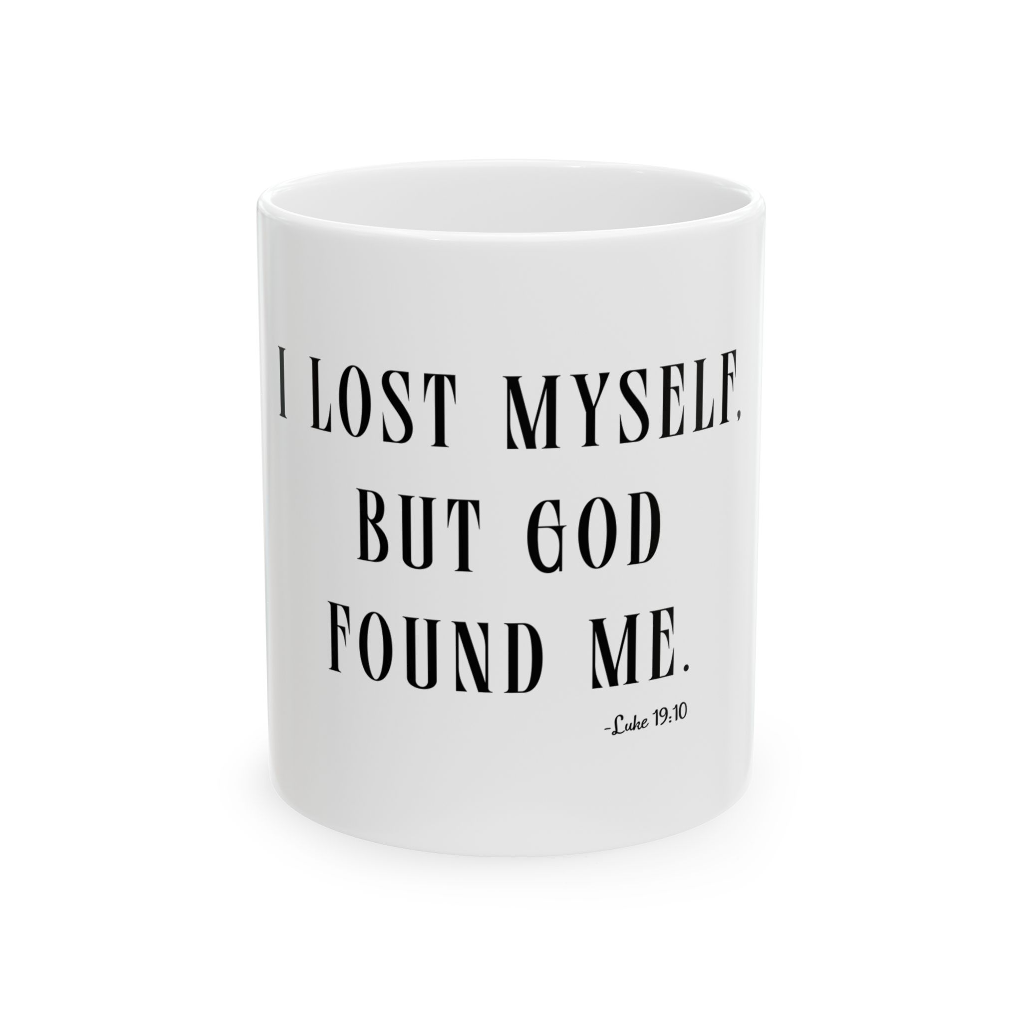  “I Lost Myself But God Found Me.” Inspirational Ceramic Mug – Faith Coffee Cup, Luke 19:10 product thumbnail image