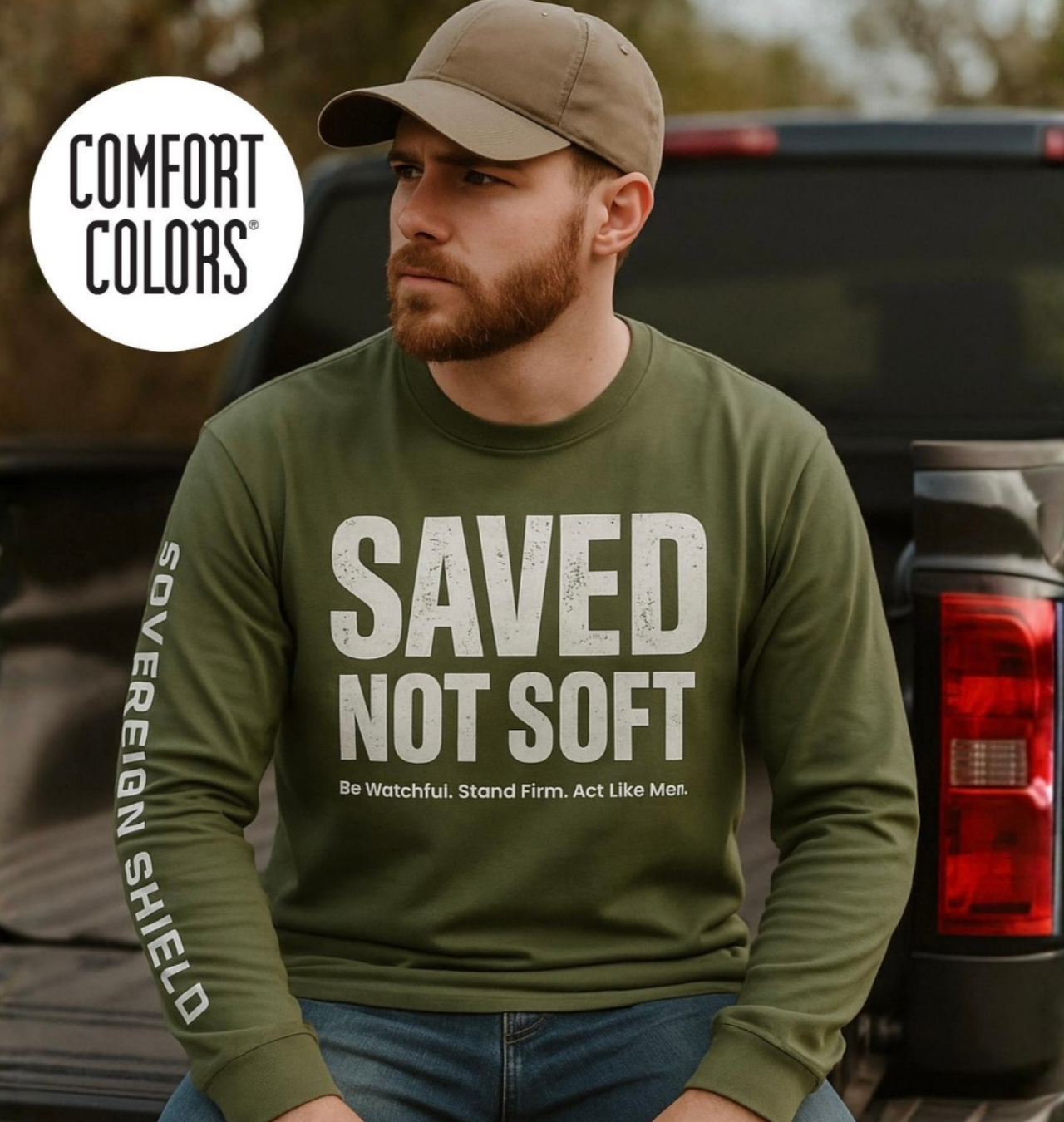 Saved Not Soft Long Sleeve Tee based on 1 Cor 16:13 - Comfort Colors Saved Not Soft Long Sleeve Tee based on 1 Cor 16:13 - Comfort Colors