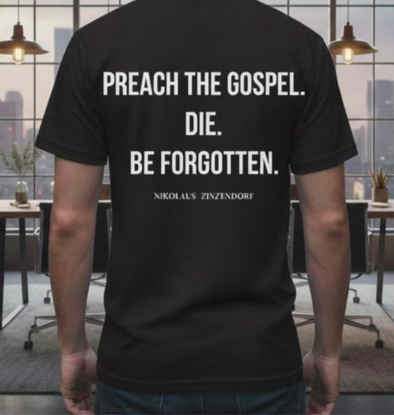 "Preach the Gospel, Be Forgotten" Men's Softstyle T-Shirt - Quote by Nikolaus Zinzendorf