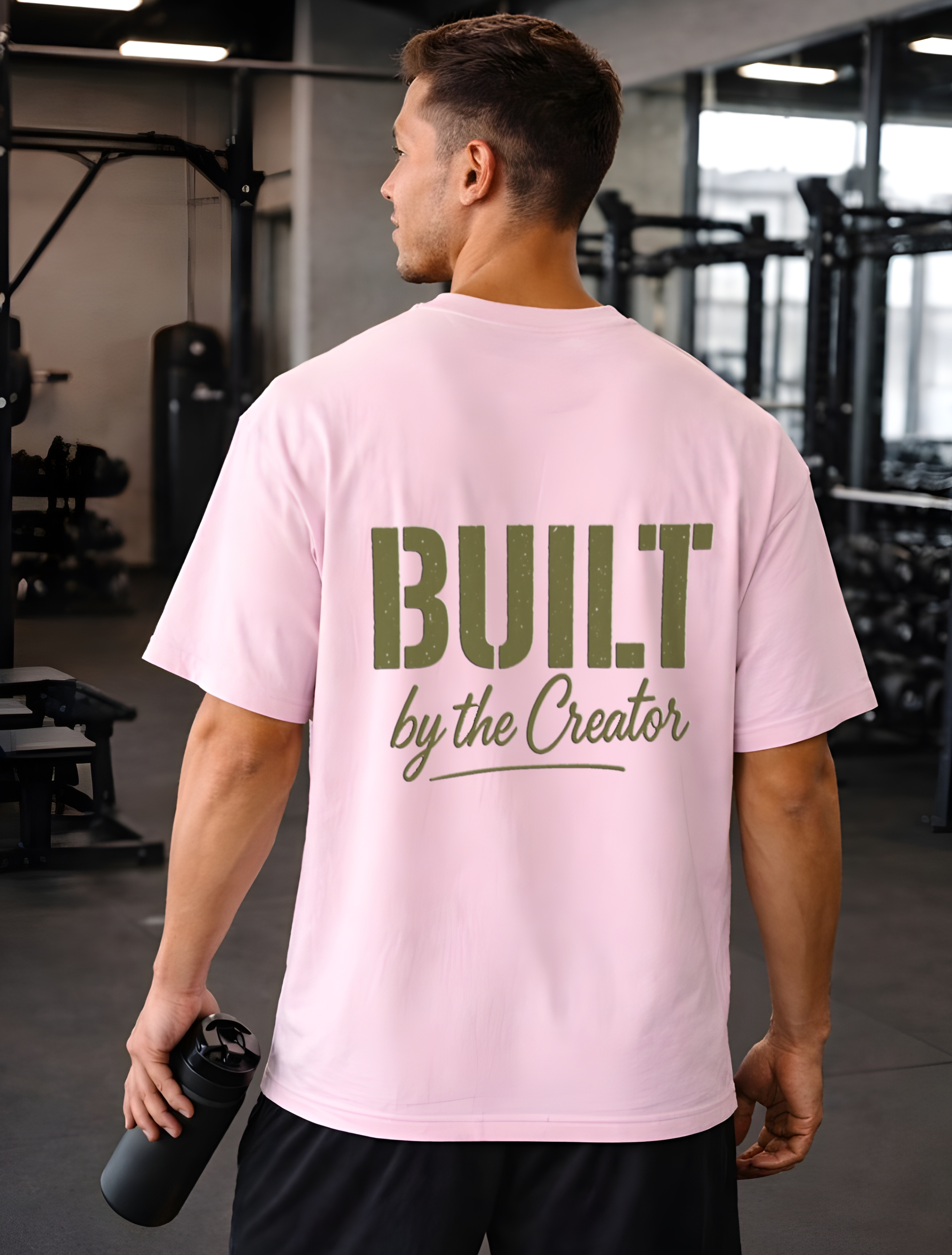 Built by the Creator Christian Oversized Boxy Tee | Faith-Based Inspirational T-Shirt | Fitness Tee | Unisex Oversized Workout Tee