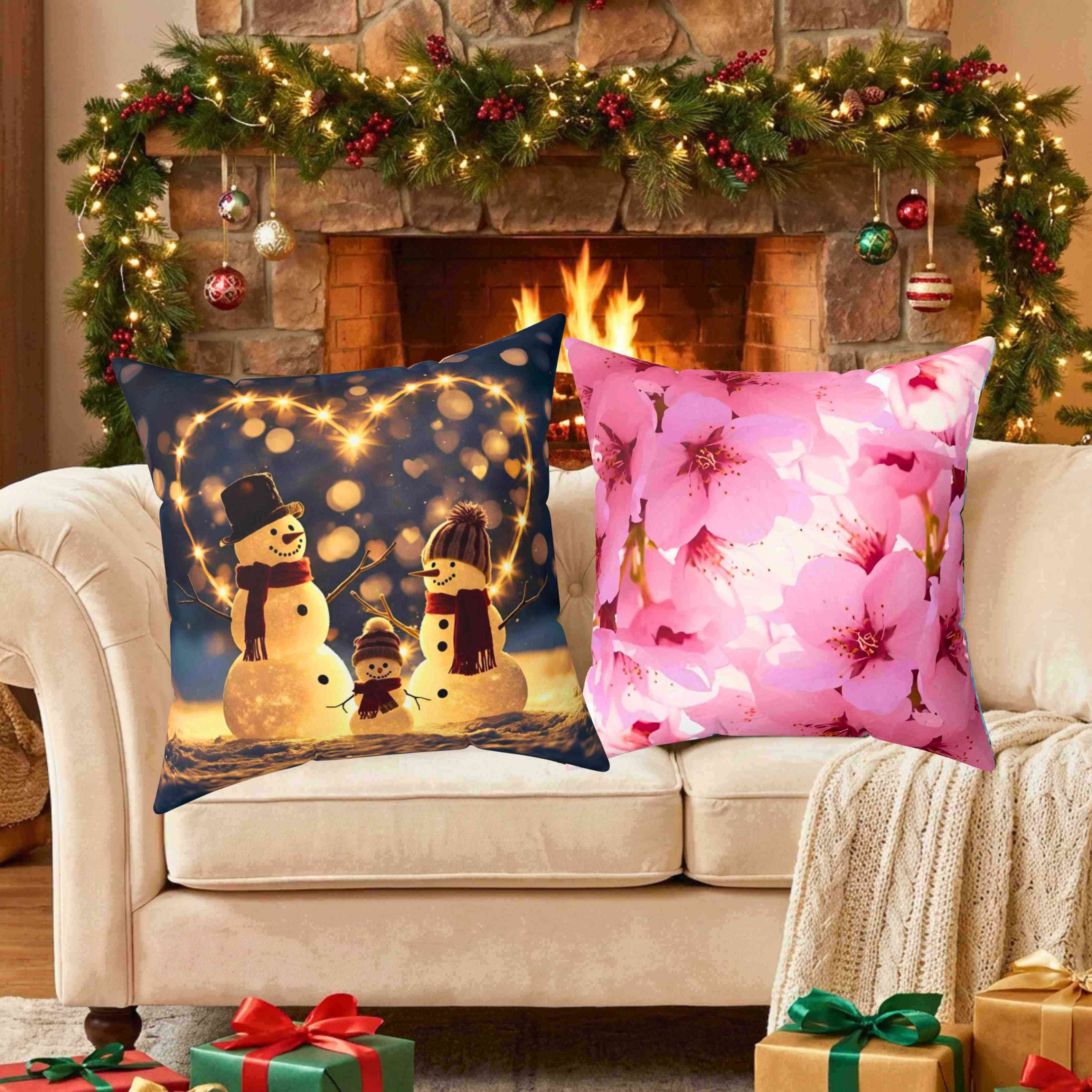 Custom Snowman Family Pillow – Snow Family in Front of Glowing Heart with Lights & Snowfall – Personalized Christmas Throw Cushion Gift product thumbnail image Custom Snowman Family Pillow – Snow Family in Front of Glowing Heart with Lights & Snowfall – Personalized Christmas Throw Cushion Gift product thumbnail image