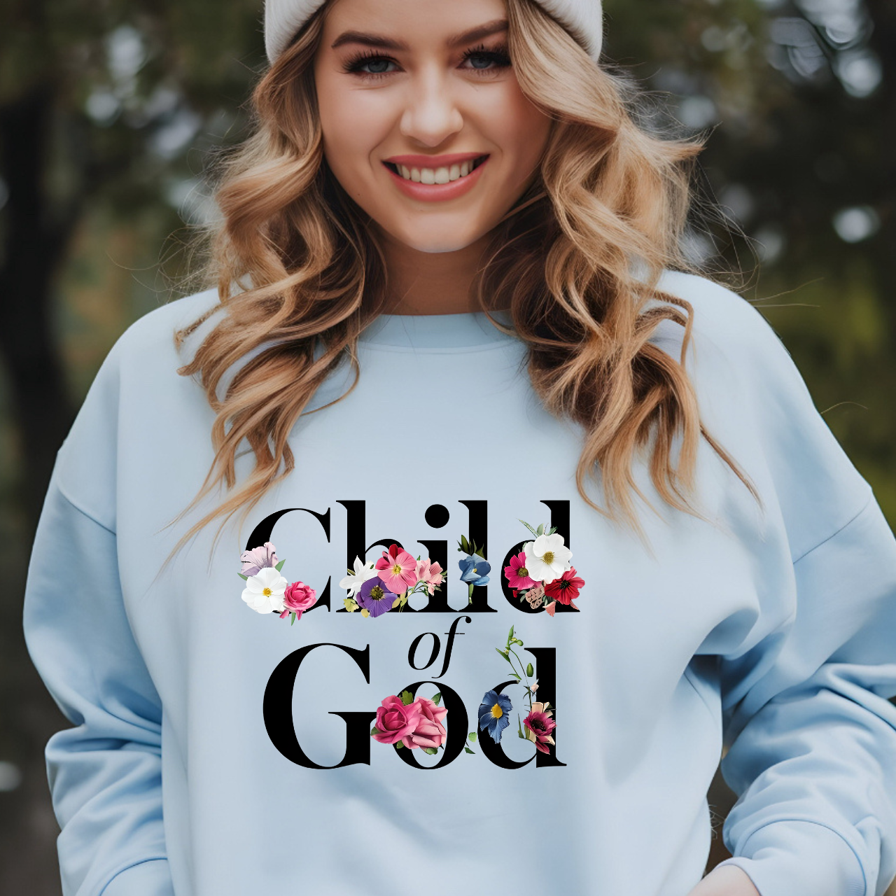 Child of God Floral Christian Gildan Crewneck Sweatshirt | Faith Inspirational Gift product thumbnail image