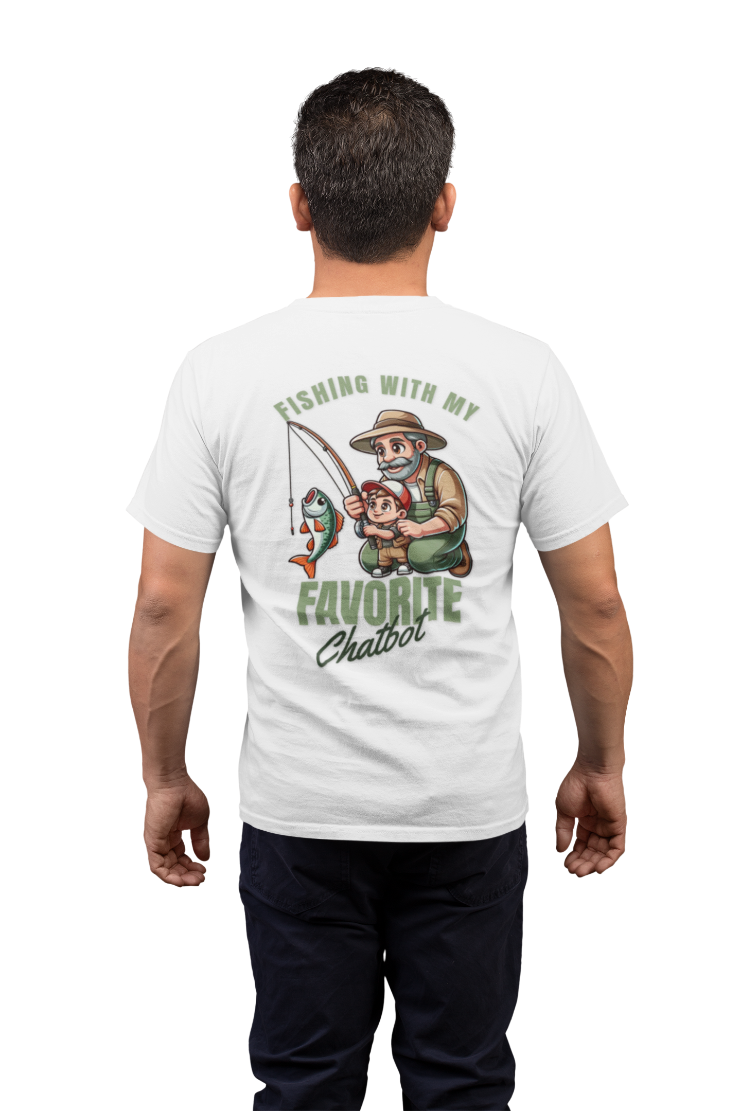 I'm With my Favorite Chatbot Tee — Fishing Adult AI Family Graphic T-Shirt  product thumbnail image