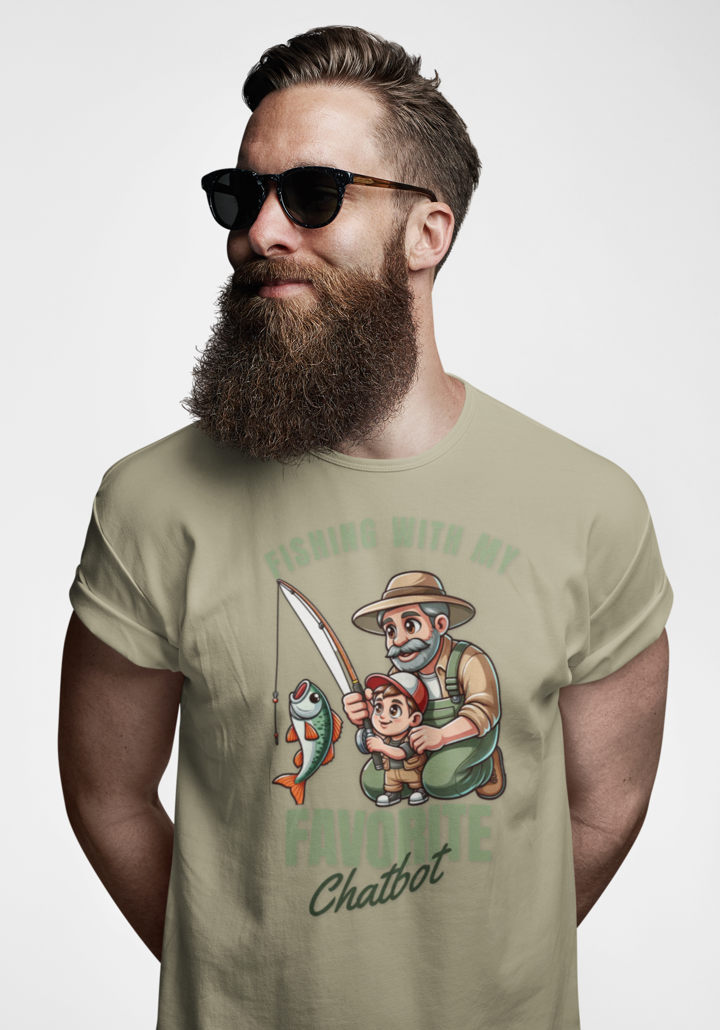 I'm With my Favorite Chatbot Tee — Fishing Adult AI Family Graphic T-Shirt 