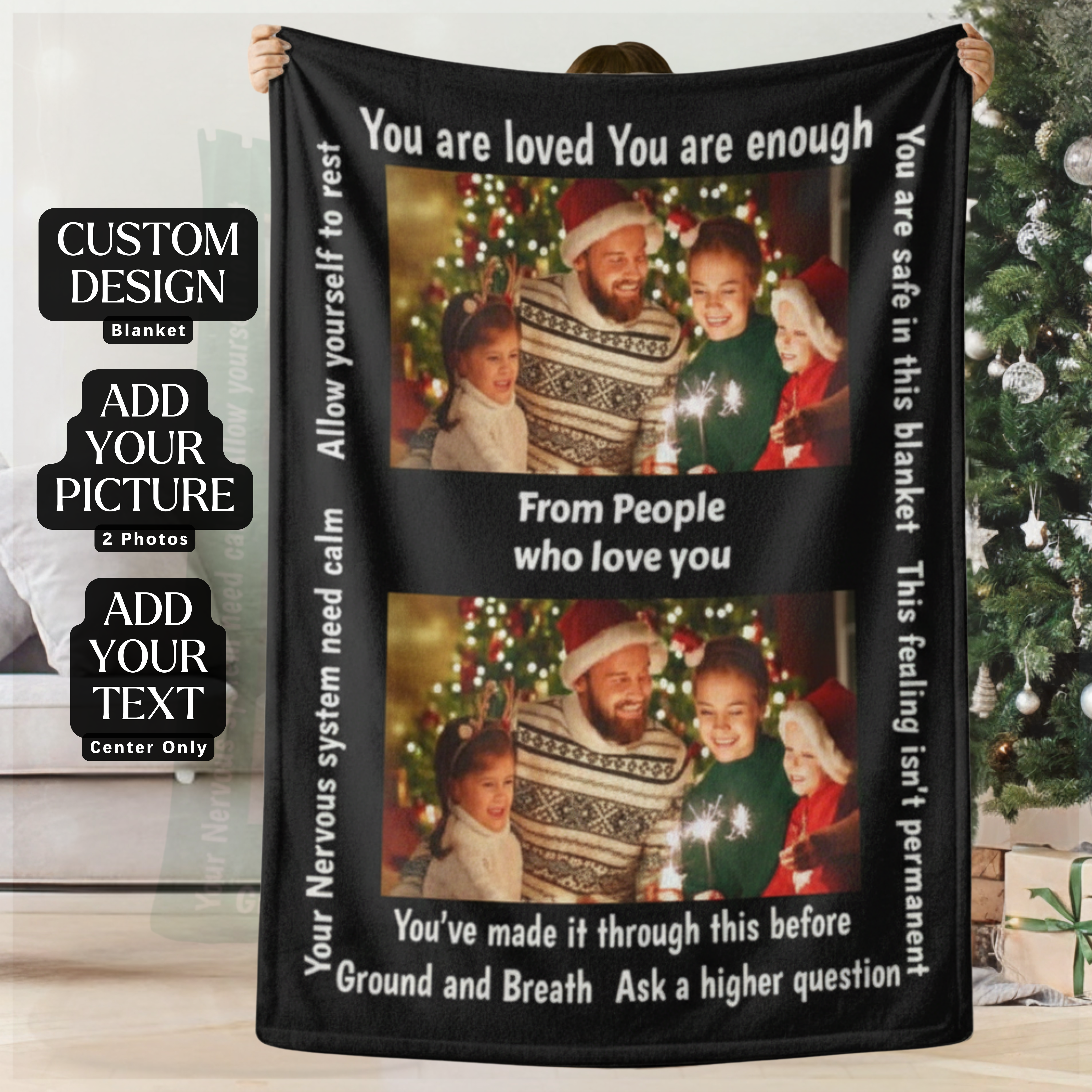 Personalized Weighted Blanket — 2 Photo Calming Nervous System Affirmation product thumbnail image