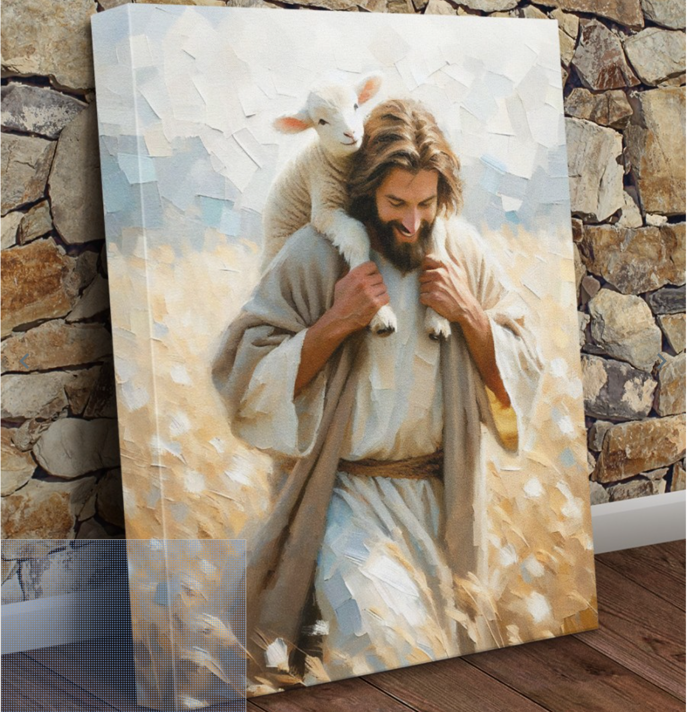 Jesus with Lamb Canvas Art Wrap - Christian Religious Wall Decor product thumbnail image