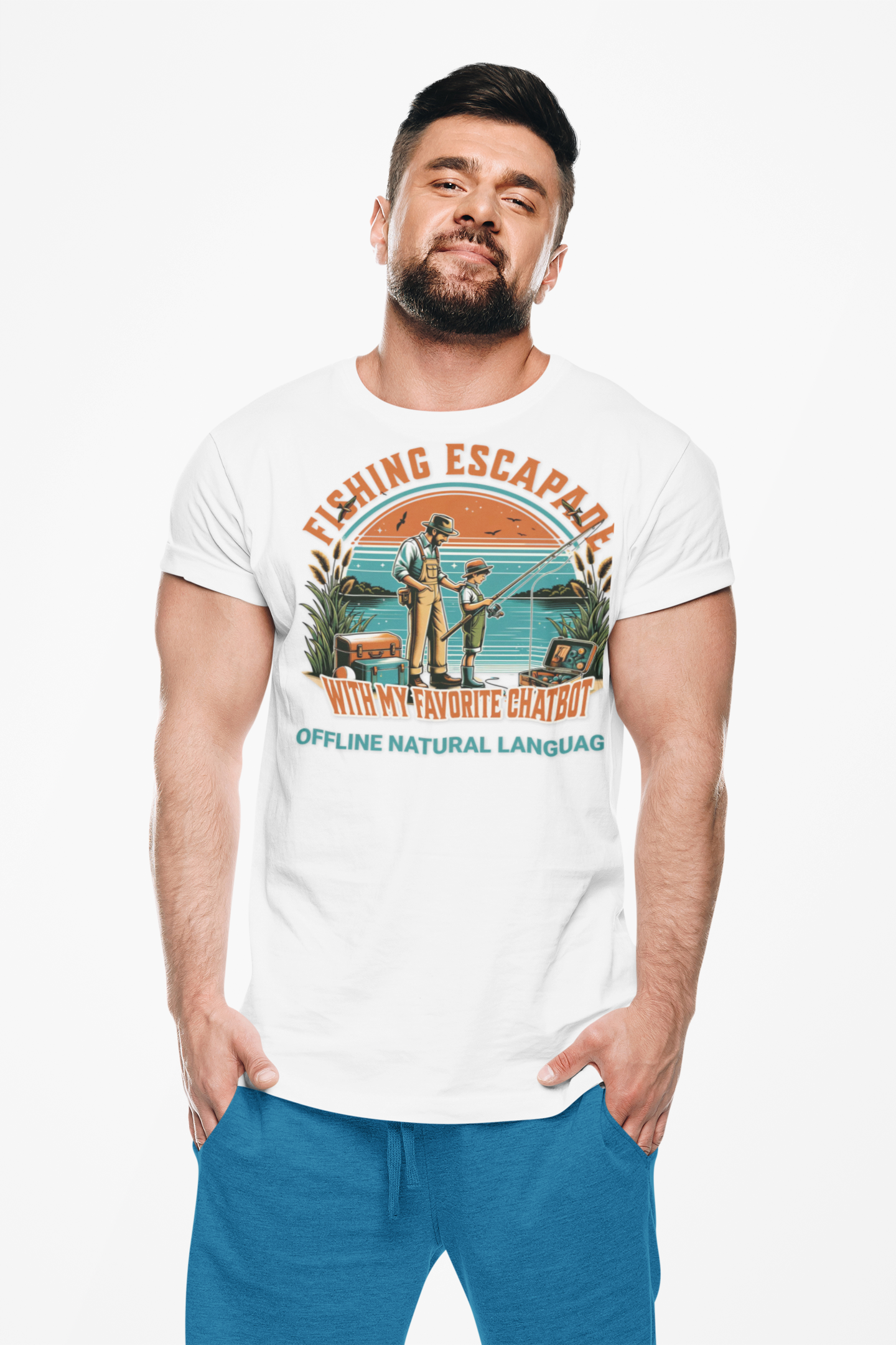 Fishing With My Favorite Chatbot™ Tee — Fishing Adult AI Family Graphic T-Shirt product thumbnail image Fishing With My Favorite Chatbot™ Tee — Fishing Adult AI Family Graphic T-Shirt product thumbnail image