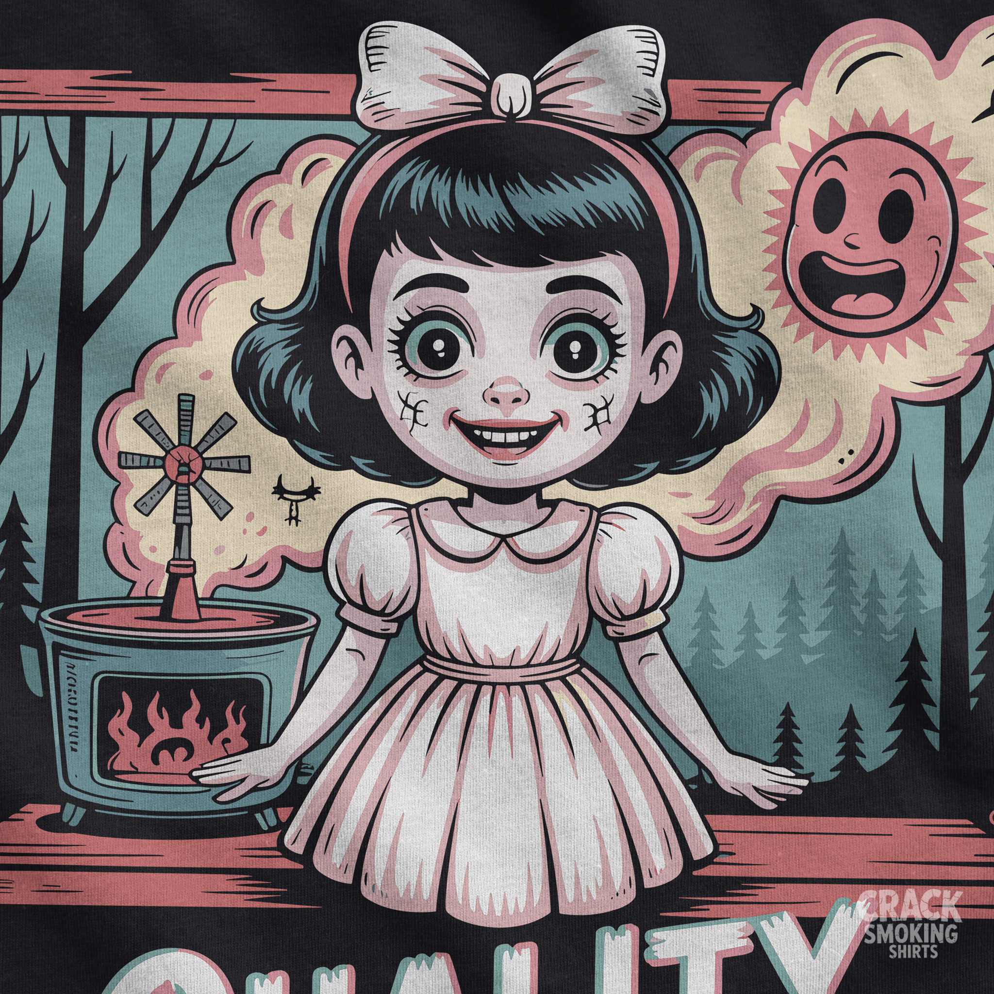 Quality Dutch Ovens – Creepy Retro Girl Funny Horror Unisex T-Shirt product thumbnail image