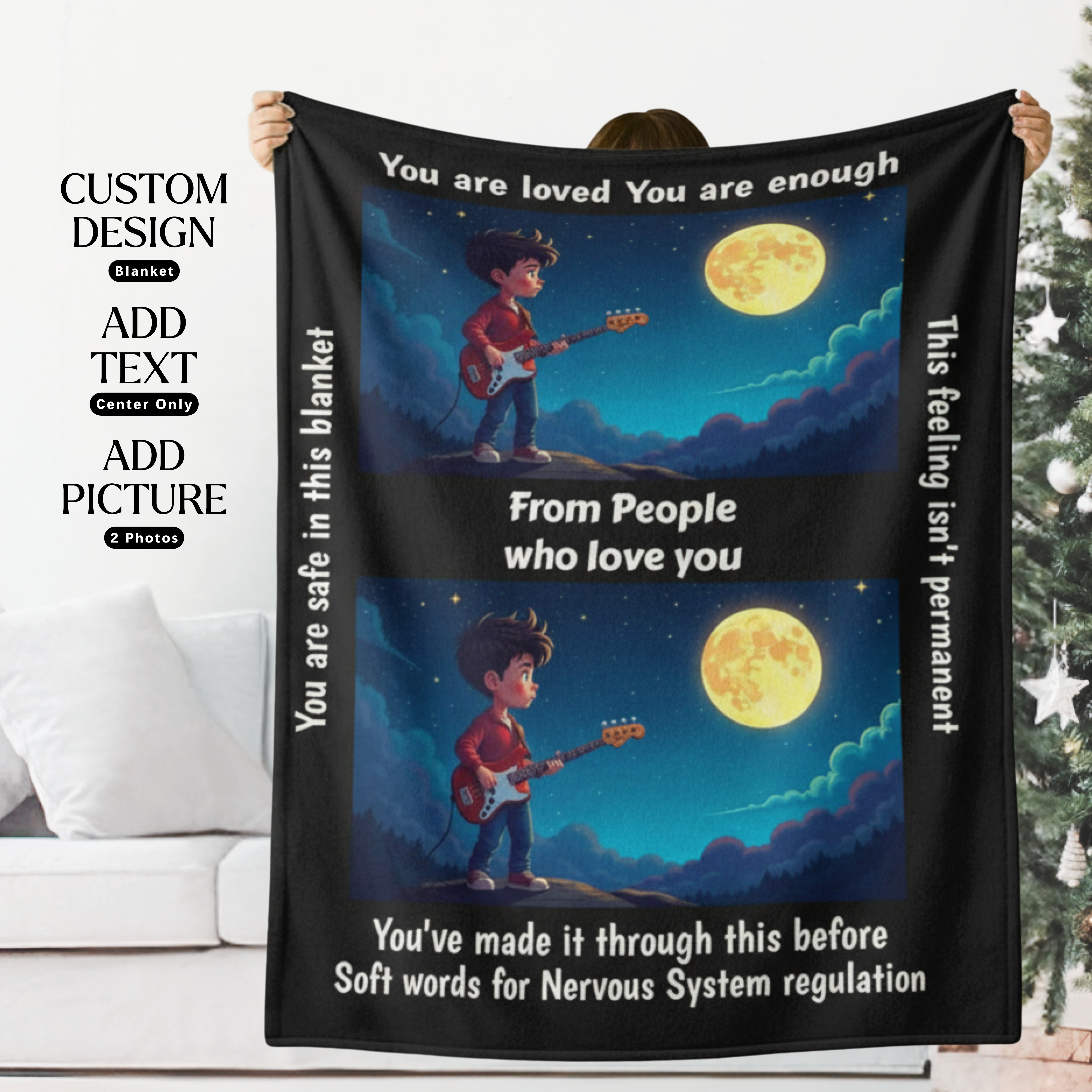 Personalized Weighted Blanket — Custom Text + 2 Photos — Soft Words Design for Nervous System Regulation product thumbnail image Personalized Weighted Blanket — Custom Text + 2 Photos — Soft Words Design for Nervous System Regulation product thumbnail image