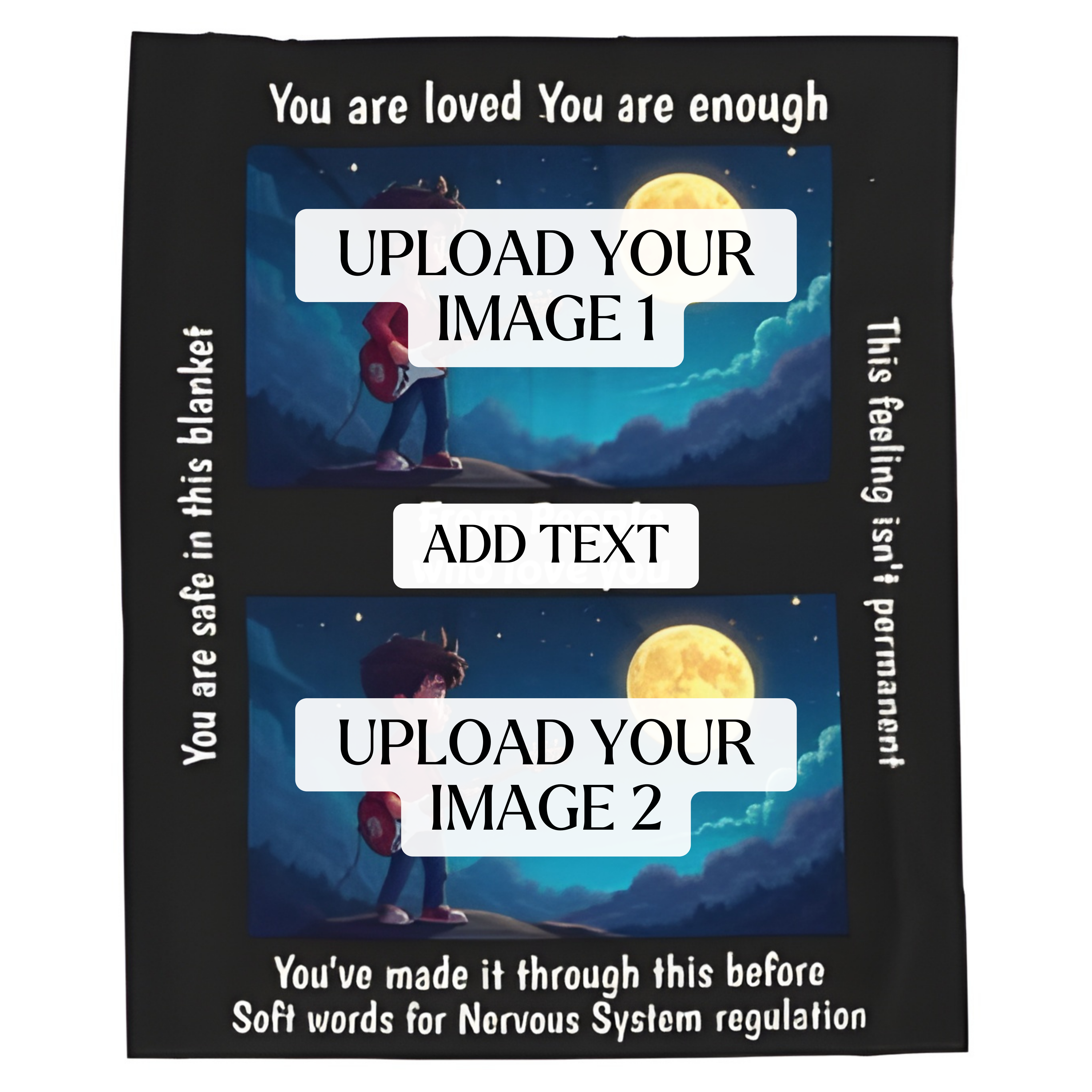 Personalized Weighted Blanket — Custom Text + 2 Photos — Soft Words Design for Nervous System Regulation product thumbnail image Personalized Weighted Blanket — Custom Text + 2 Photos — Soft Words Design for Nervous System Regulation product thumbnail image