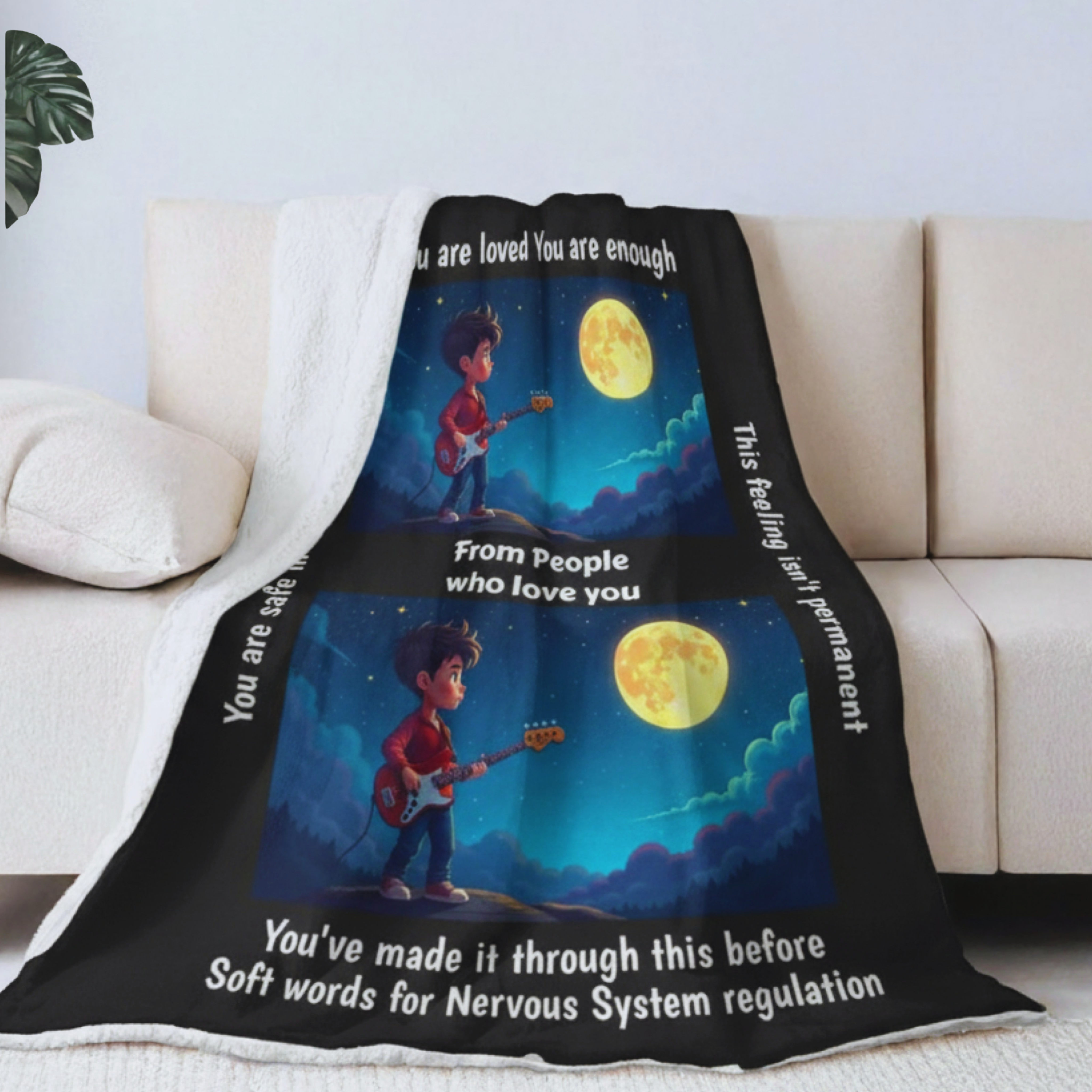 Personalized Weighted Blanket — Custom Text + 2 Photos —  Soft Words Design for Nervous System Regulation product thumbnail image