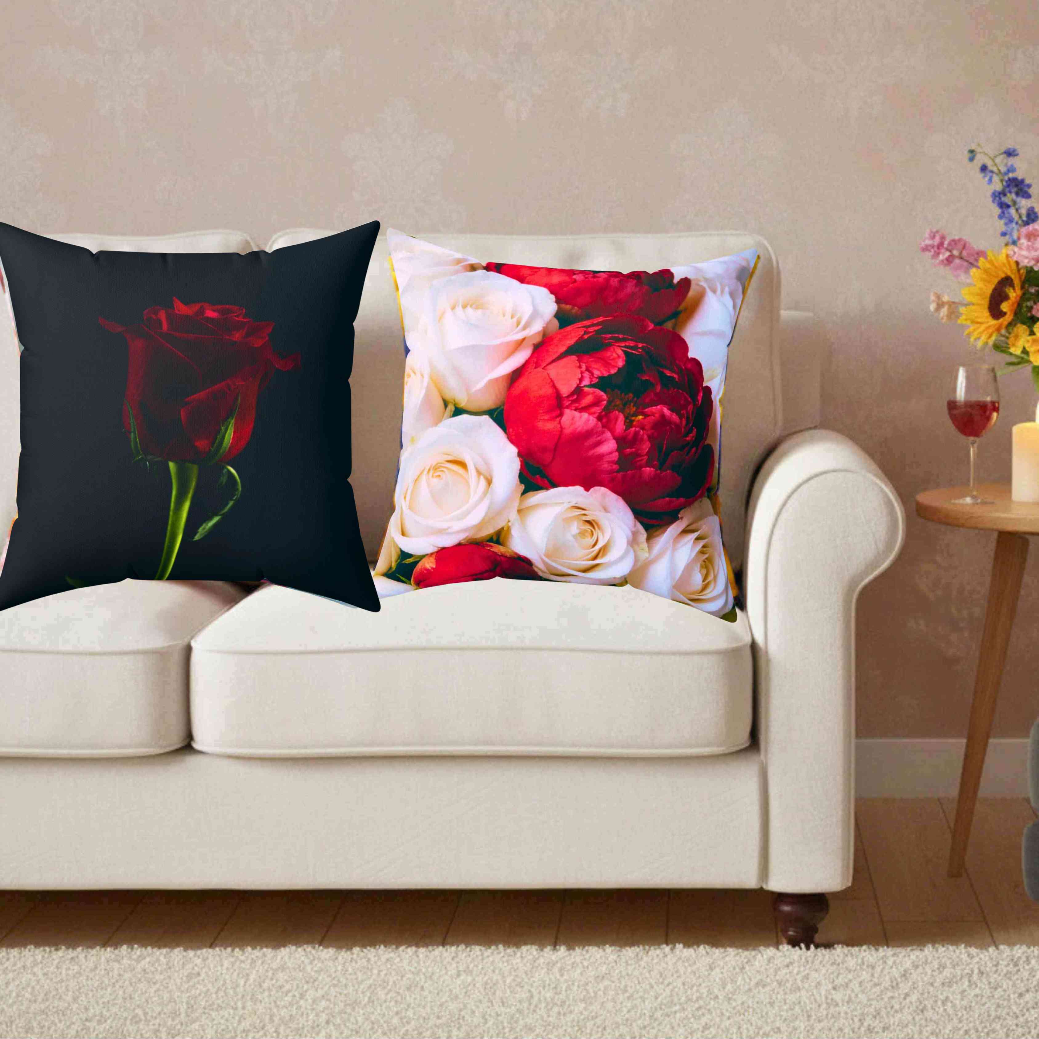 Red Rose Photograph Pillow | Dark Floral Throw Cushion product thumbnail image