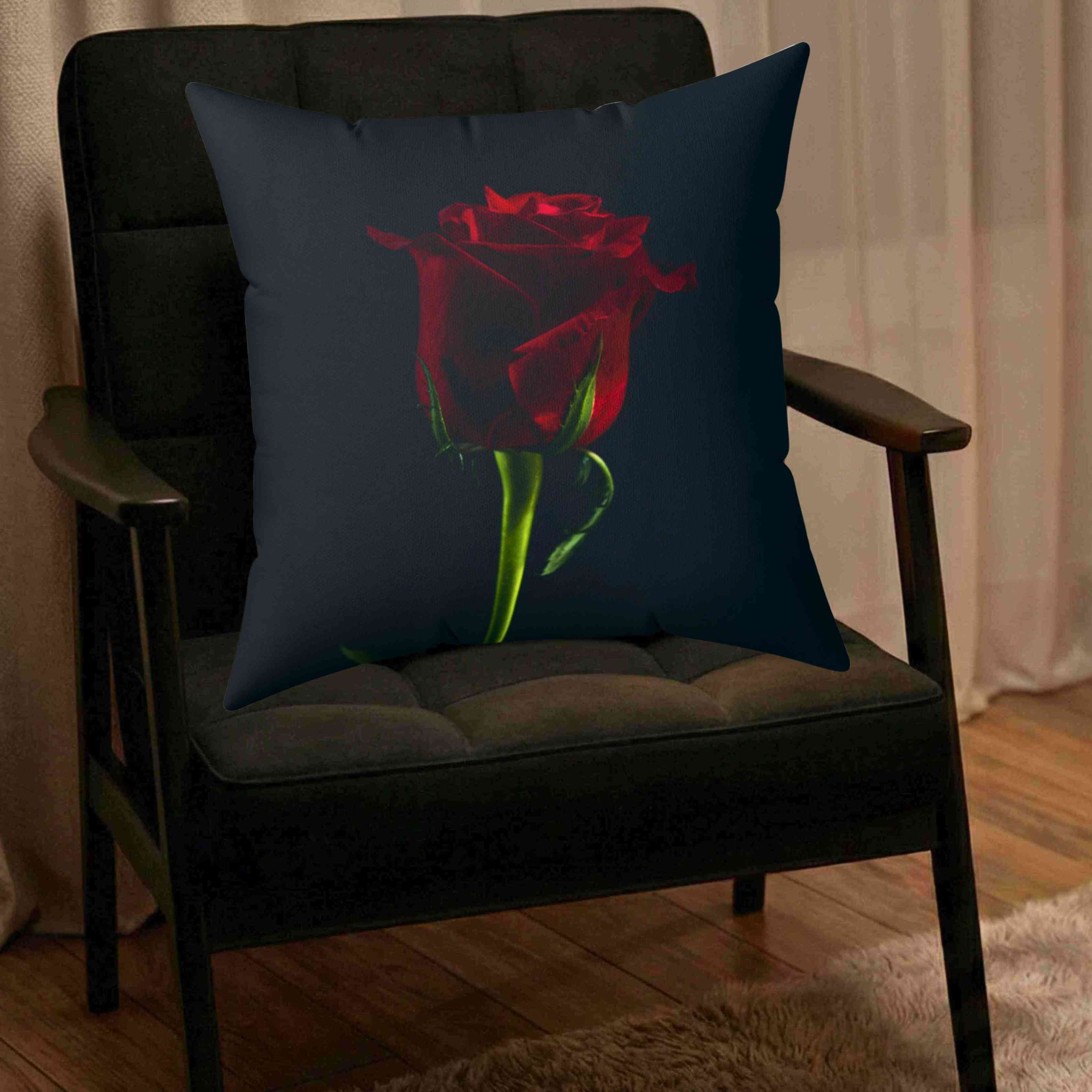 Red Rose Photograph Pillow | Dark Floral Throw Cushion product thumbnail image