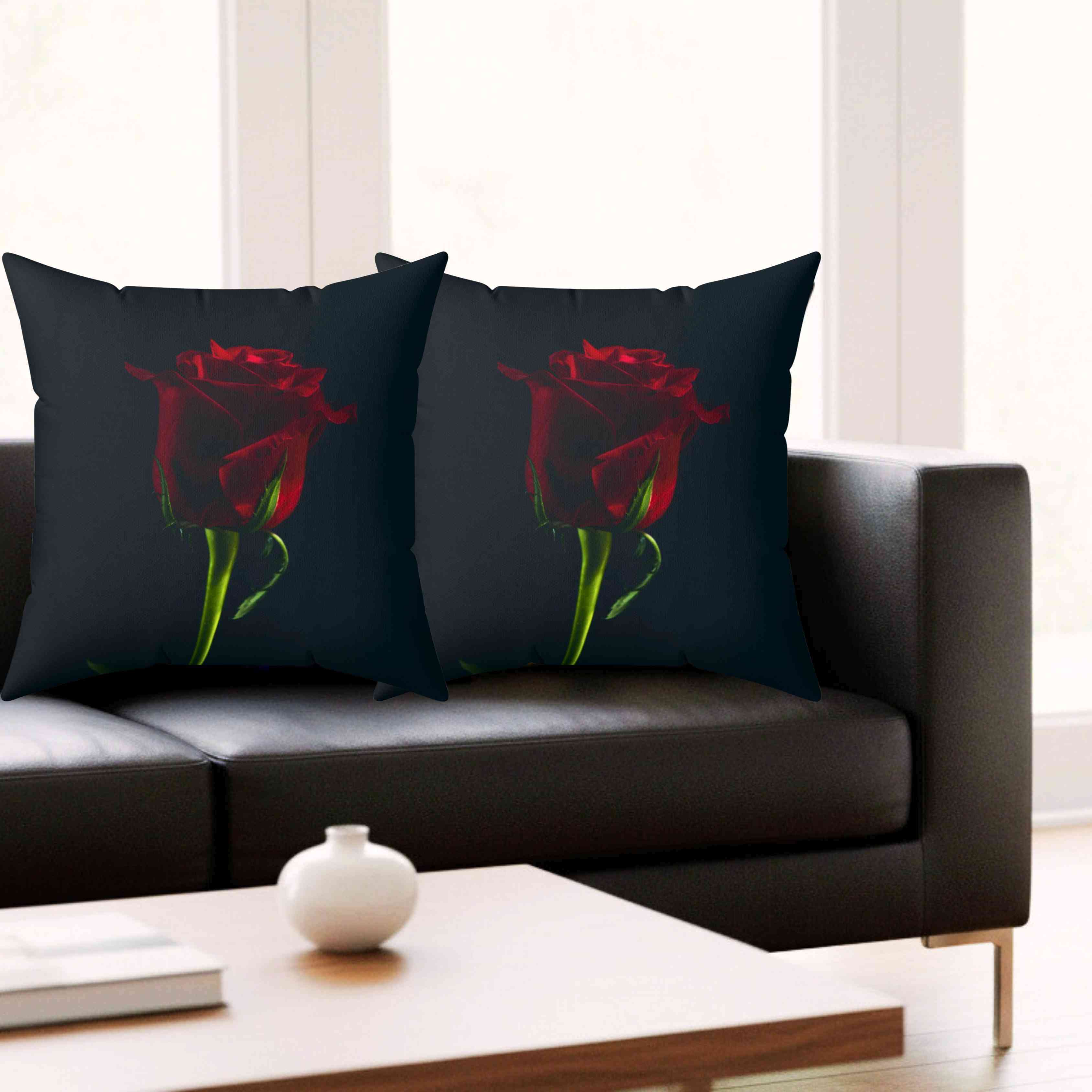Red Rose Photograph Pillow | Dark Floral Throw Cushion product thumbnail image