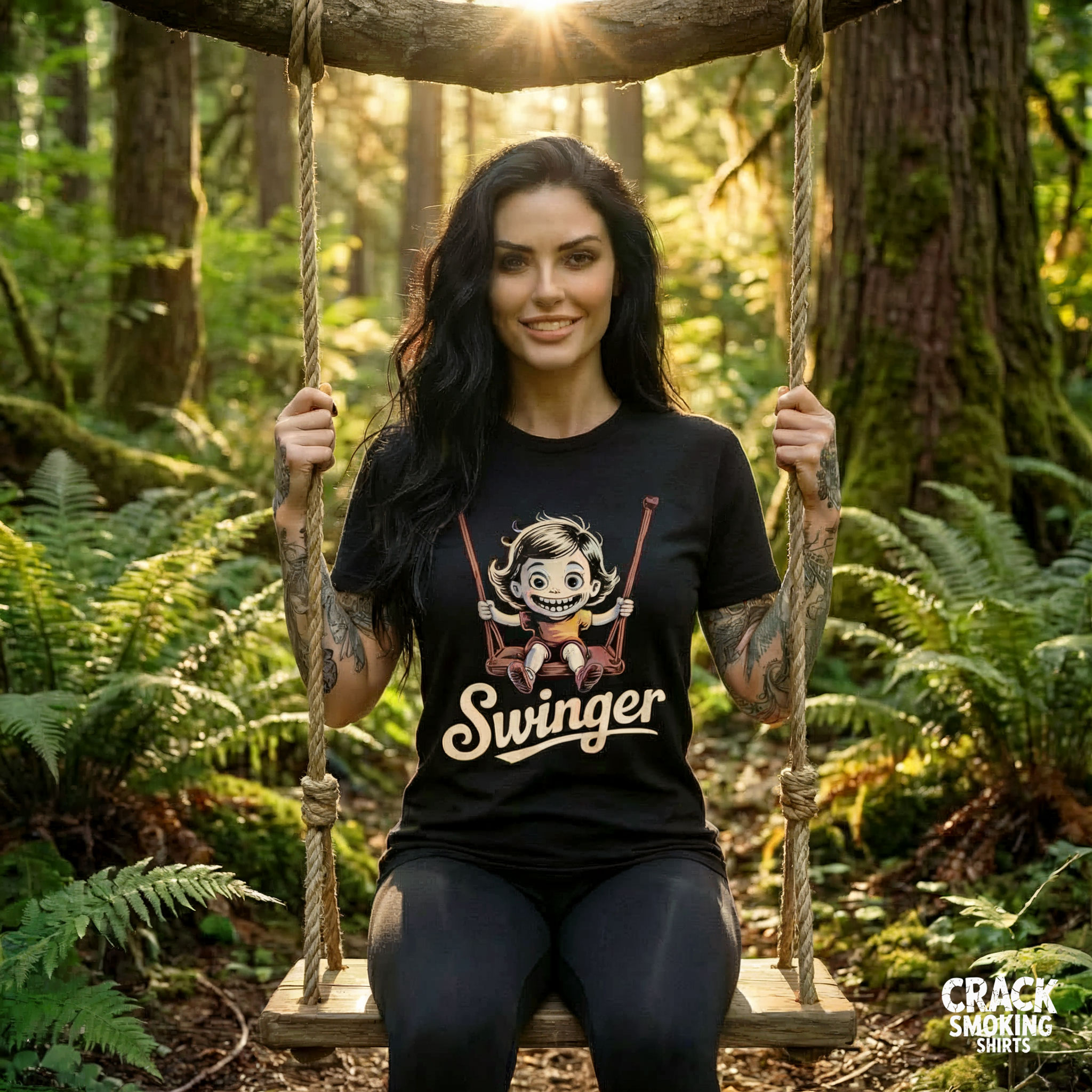 Swinger – Creepy Cute Retro Swing Girl Unisex T-Shirt product thumbnail image Swinger – Creepy Cute Retro Swing Girl Unisex T-Shirt product thumbnail image