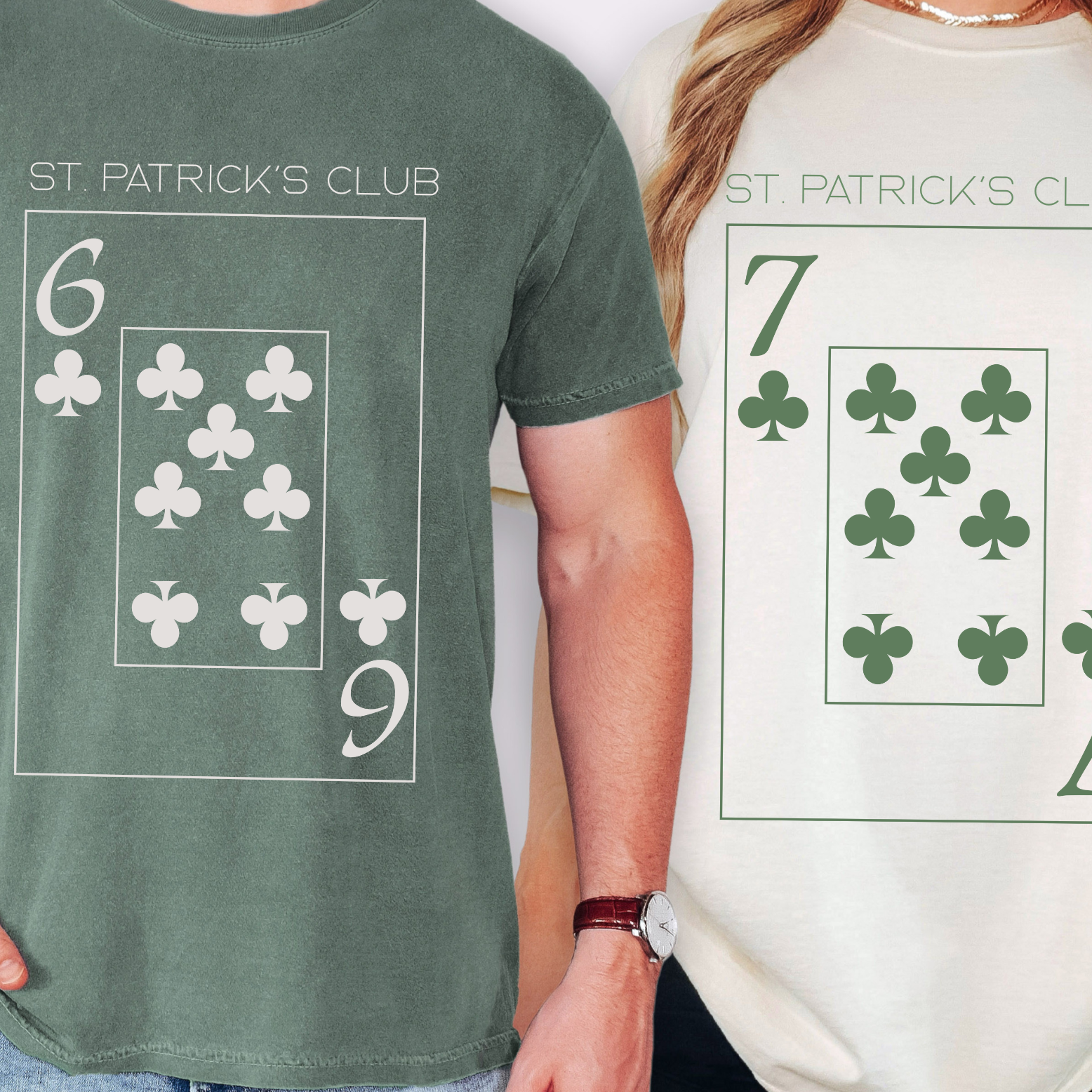 Seven of Clubs Playing Card T-shirt | St. Patrick's Club Matching Six 7 Group Tee