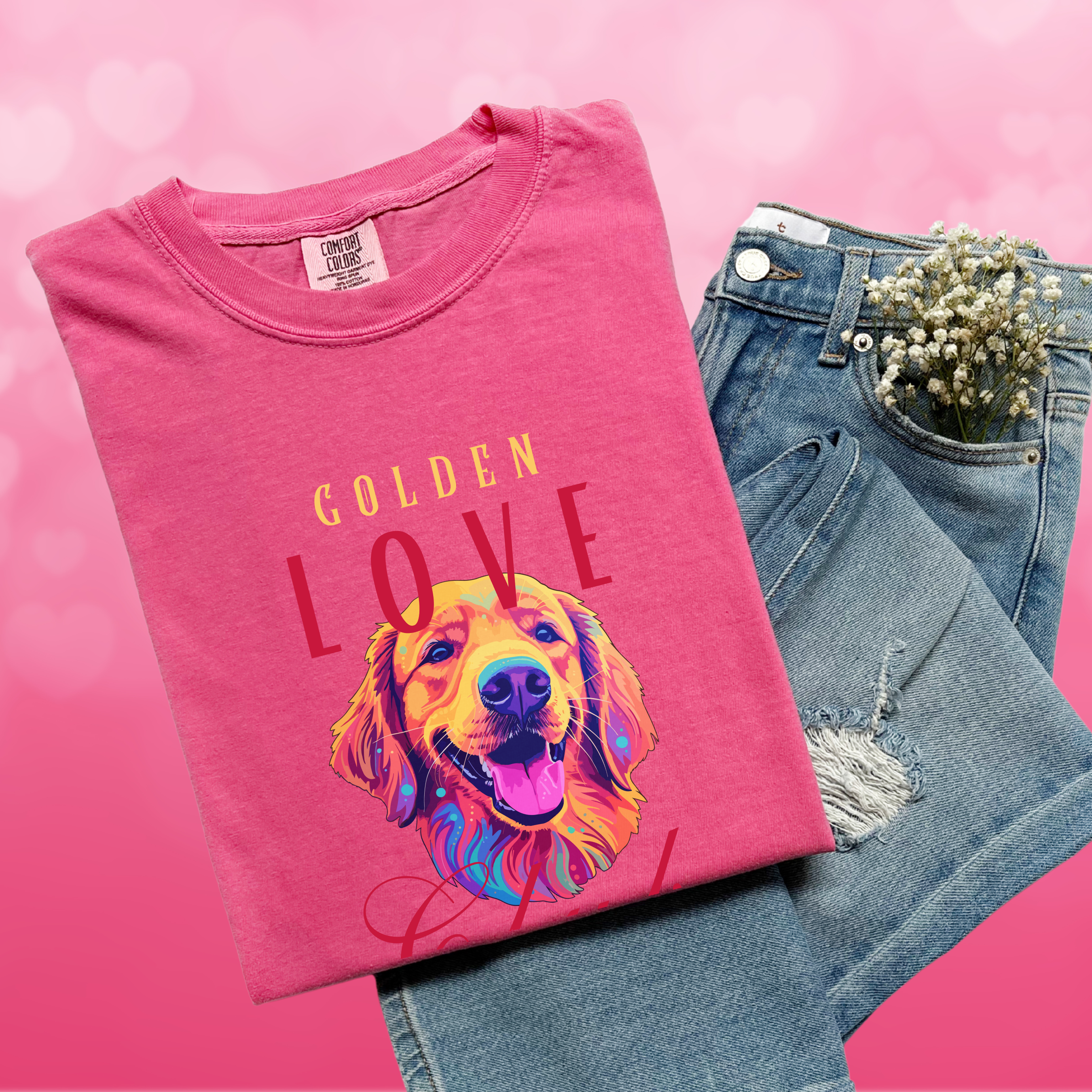 Golden Love Club Shirt | Golden Retriever Dog Lover Tee | Comfort Colors Graphic T Shirt | Cute Dog Mom Gift product thumbnail image