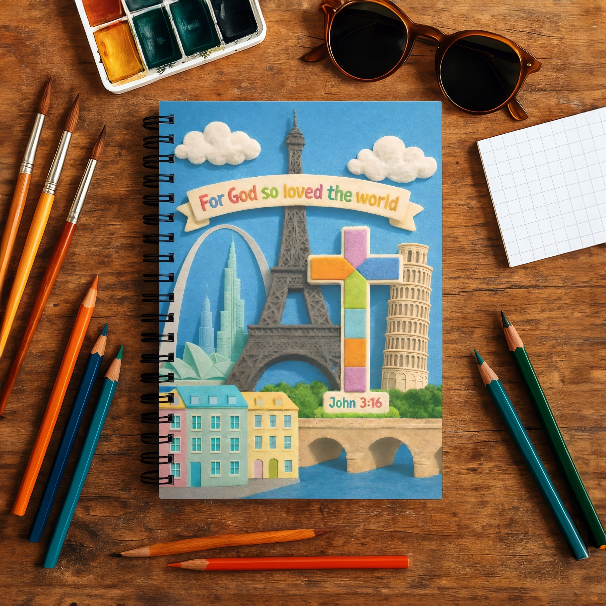 Christian Spiral Notebook "For God So Loved the World" John 3:16 product thumbnail image Christian Spiral Notebook "For God So Loved the World" John 3:16 product thumbnail image