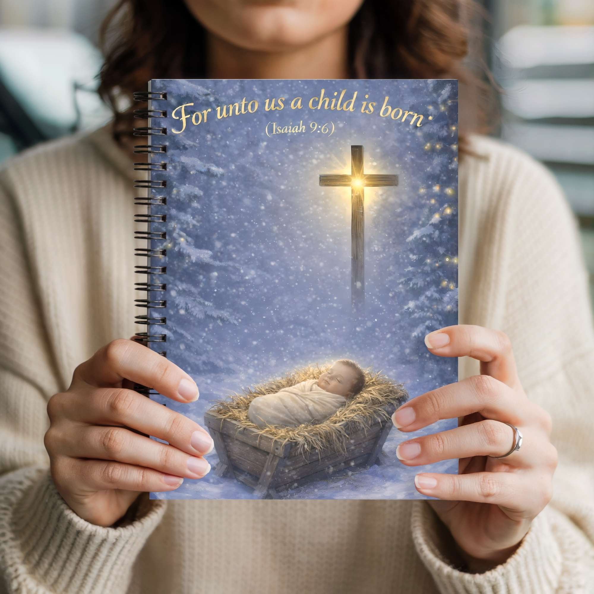 Christmas Nativity Spiral Notebook "For unto us a child is born" (Isaiah 9:6) product thumbnail image Christmas Nativity Spiral Notebook "For unto us a child is born" (Isaiah 9:6) product thumbnail image