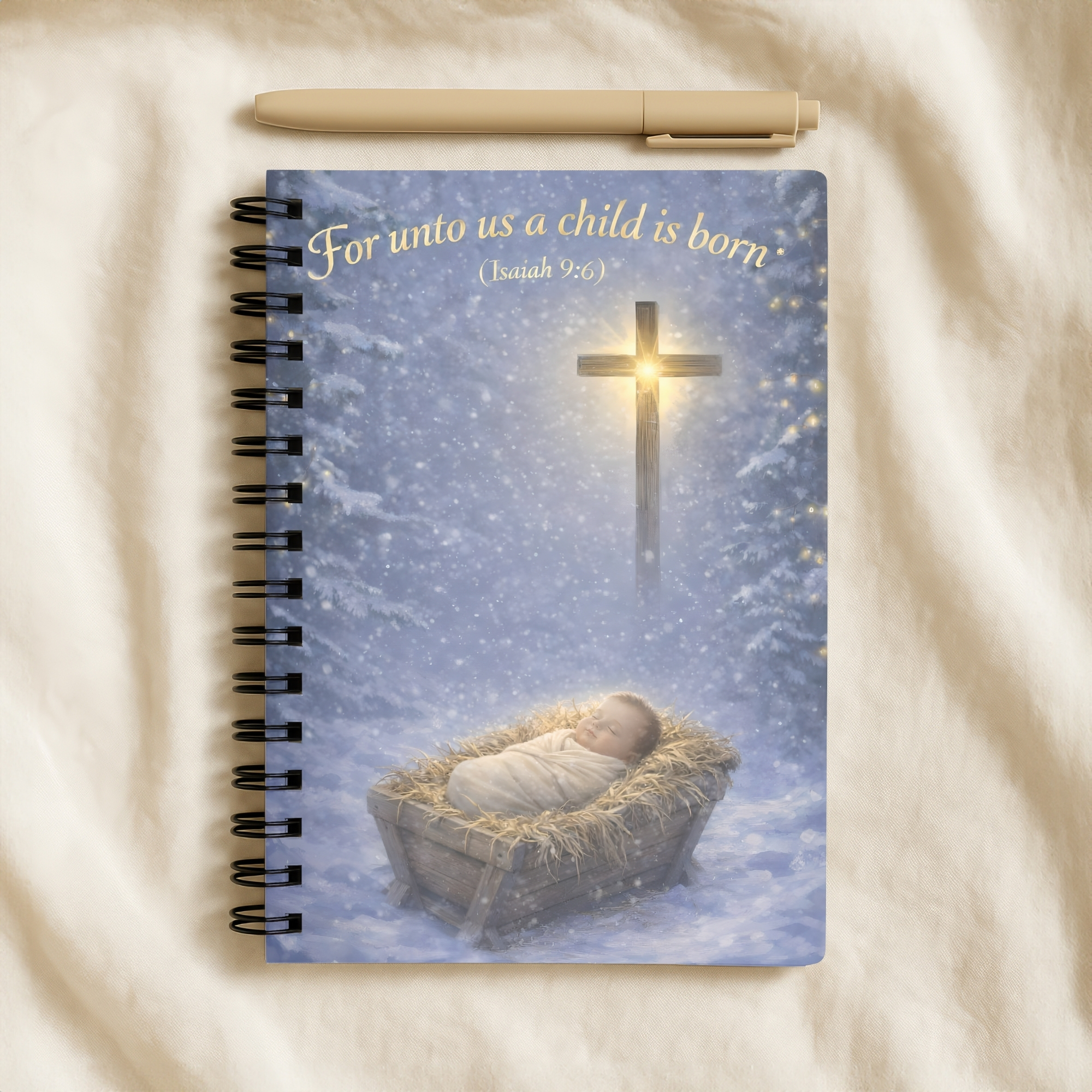 Christmas Nativity Spiral Notebook "For unto us a child is born" (Isaiah 9:6) product thumbnail image Christmas Nativity Spiral Notebook "For unto us a child is born" (Isaiah 9:6) product thumbnail image