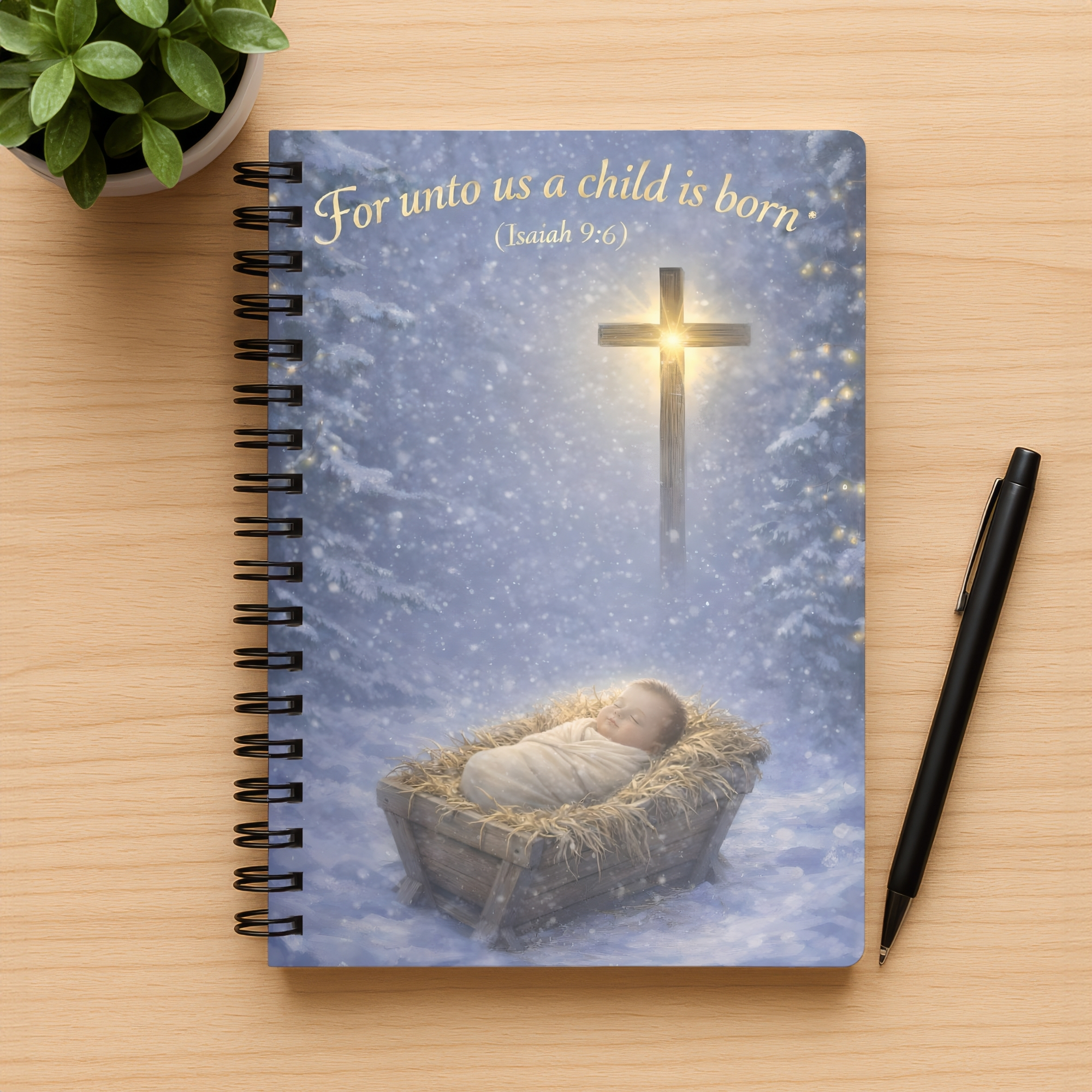 Christmas Nativity Spiral Notebook "For unto us a child is born" (Isaiah 9:6) product thumbnail image Christmas Nativity Spiral Notebook "For unto us a child is born" (Isaiah 9:6) product thumbnail image