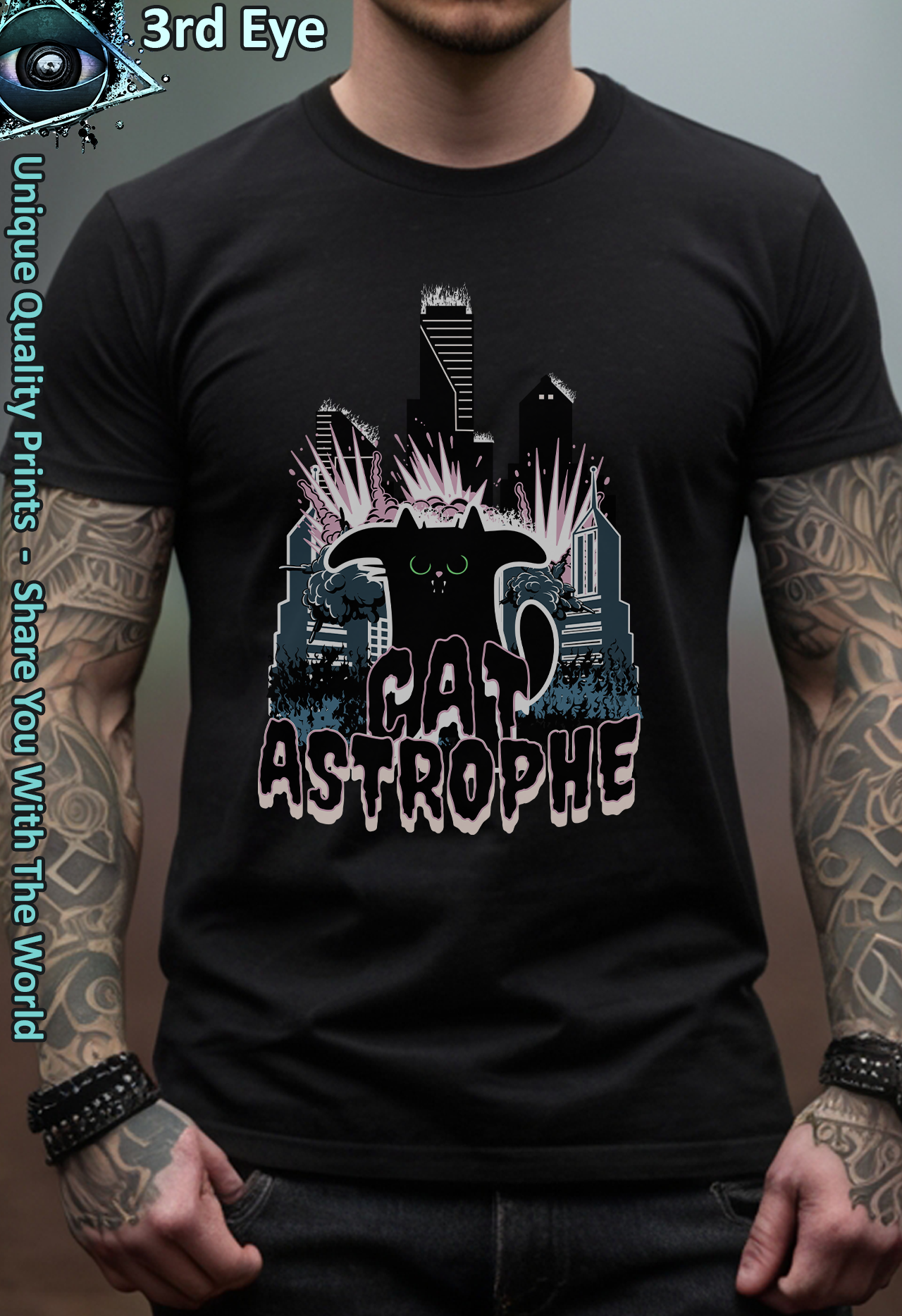 Catastrophe Vintage Horror Cat Movie Graphic v2 product thumbnail image