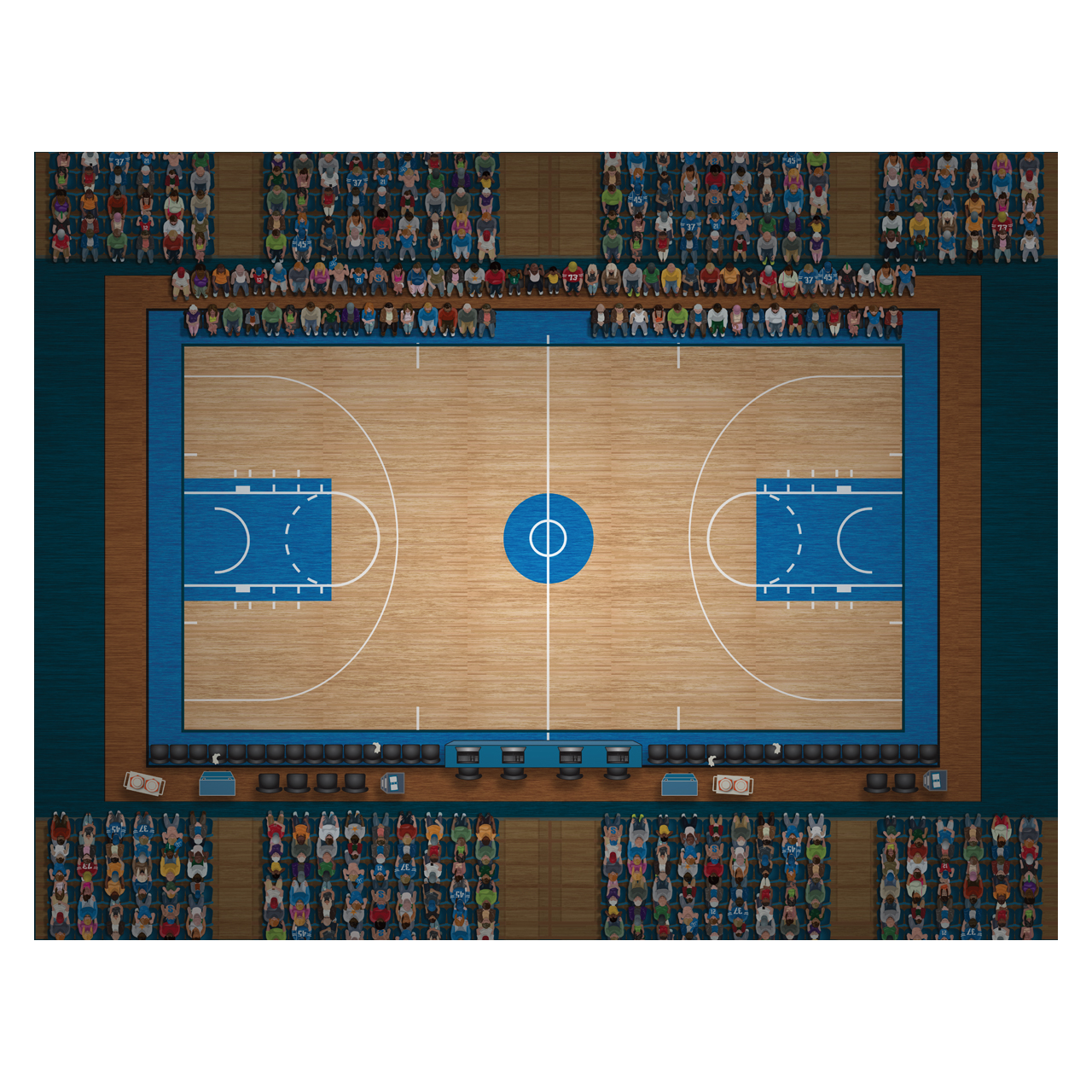 Basketball Court 30" x 40" Plush Cloth Playmat &amp; Courtside Blanket