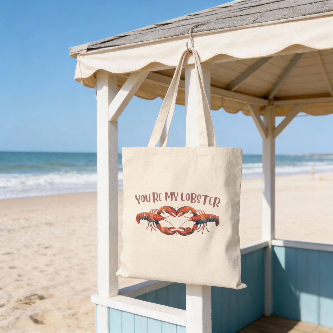 Youre My Lobster Tote Bag, Cute Valentines Day Gift, Romantic Reusable Canvas Bag, Beach Lover Tote, Anniversary Gift for Her, Coastal Bag product thumbnail image