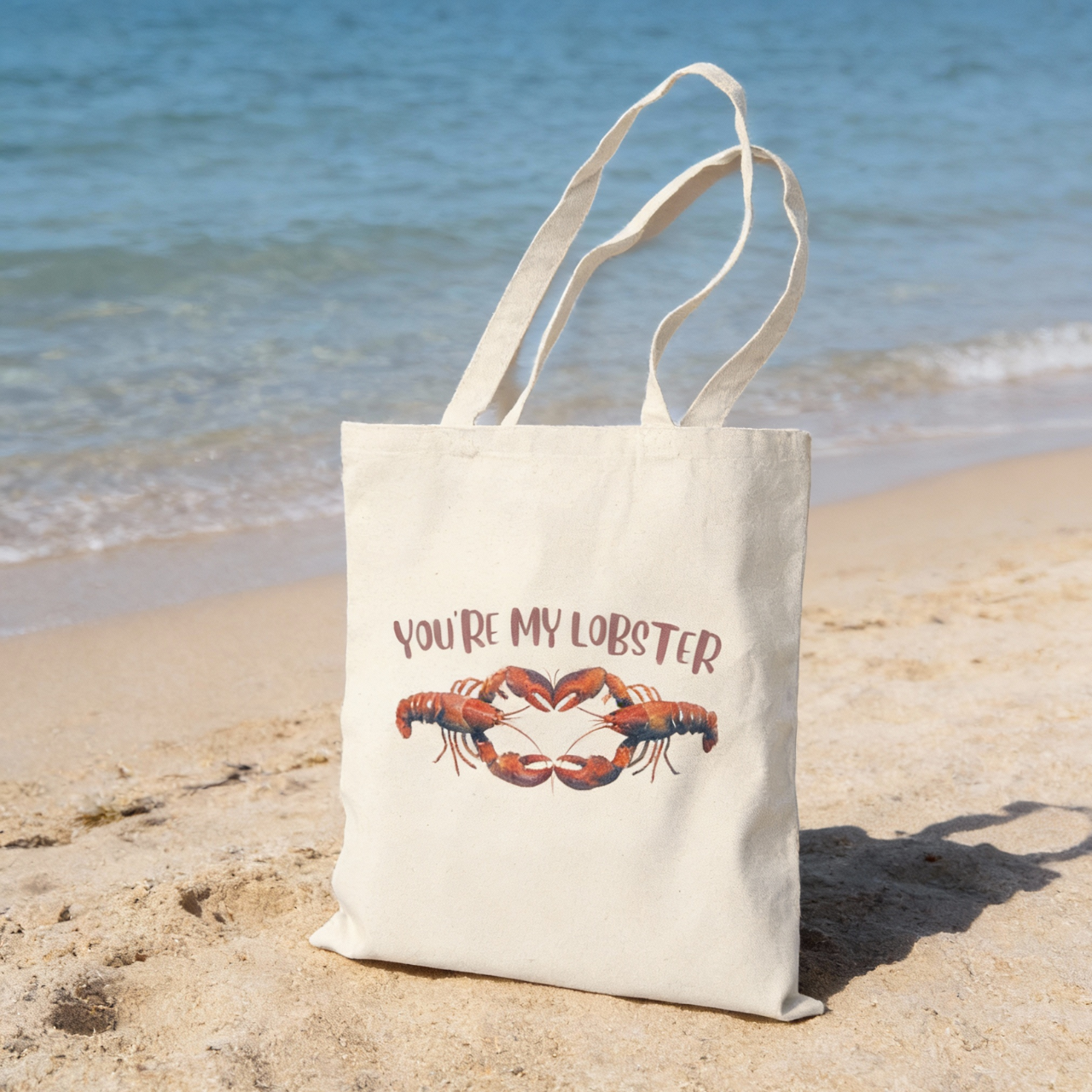 Youre My Lobster Tote Bag, Cute Valentines Day Gift, Romantic Reusable Canvas Bag, Beach Lover Tote, Anniversary Gift for Her, Coastal Bag product thumbnail image Youre My Lobster Tote Bag, Cute Valentines Day Gift, Romantic Reusable Canvas Bag, Beach Lover Tote, Anniversary Gift for Her, Coastal Bag product thumbnail image