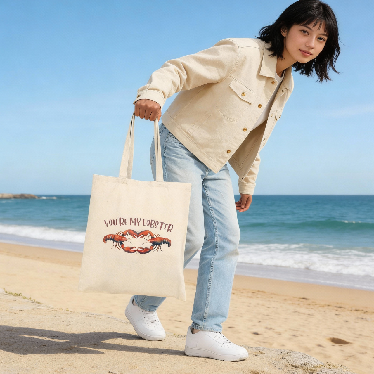 Youre My Lobster Tote Bag, Cute Valentines Day Gift, Romantic Reusable Canvas Bag, Beach Lover Tote, Anniversary Gift for Her, Coastal Bag product thumbnail image Youre My Lobster Tote Bag, Cute Valentines Day Gift, Romantic Reusable Canvas Bag, Beach Lover Tote, Anniversary Gift for Her, Coastal Bag product thumbnail image