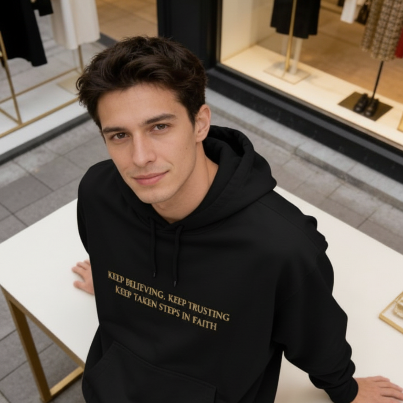 Keep Believing Keep Trusting Hoodie | Angel Graphic Christian Sweatshirt | Faith-Based Bible Verse Hoodie product thumbnail image