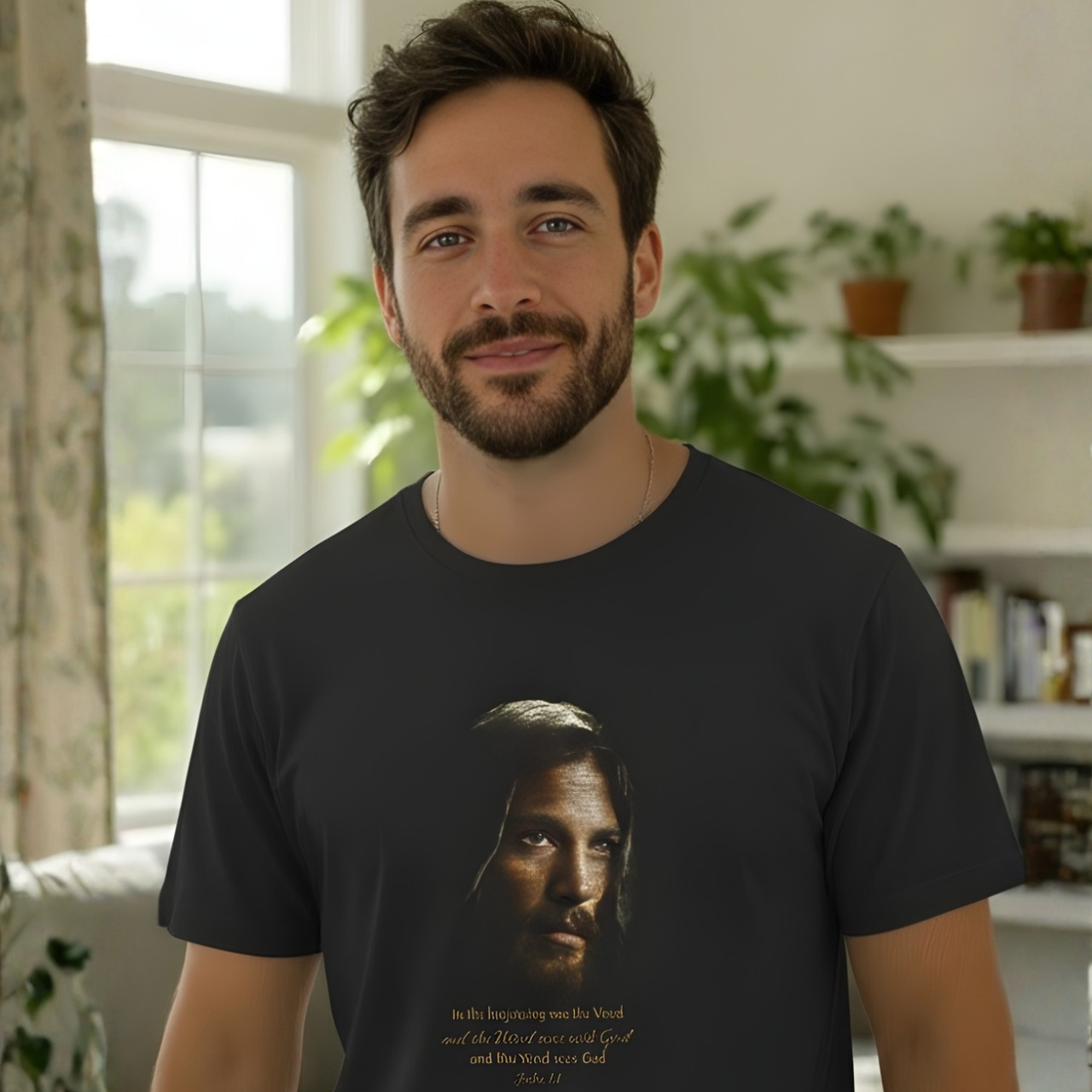 Inspirational Faith T-Shirt — 'In the Beginning was the Word...' Bible Verse Christian Tee product thumbnail image