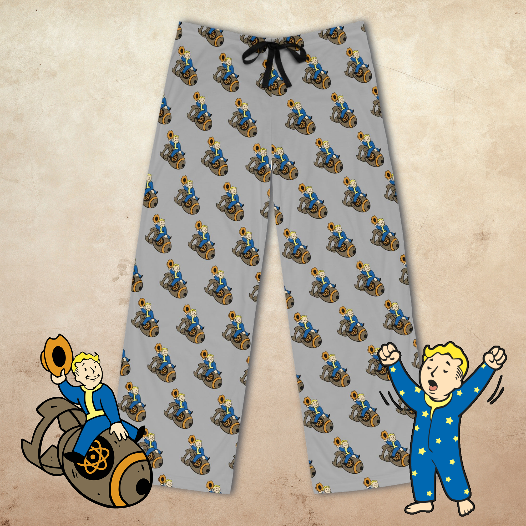 Vault Boy Nuke Cowboy Men's Pajama Pants for Vault Dweller's, Gamer Pajama Gift