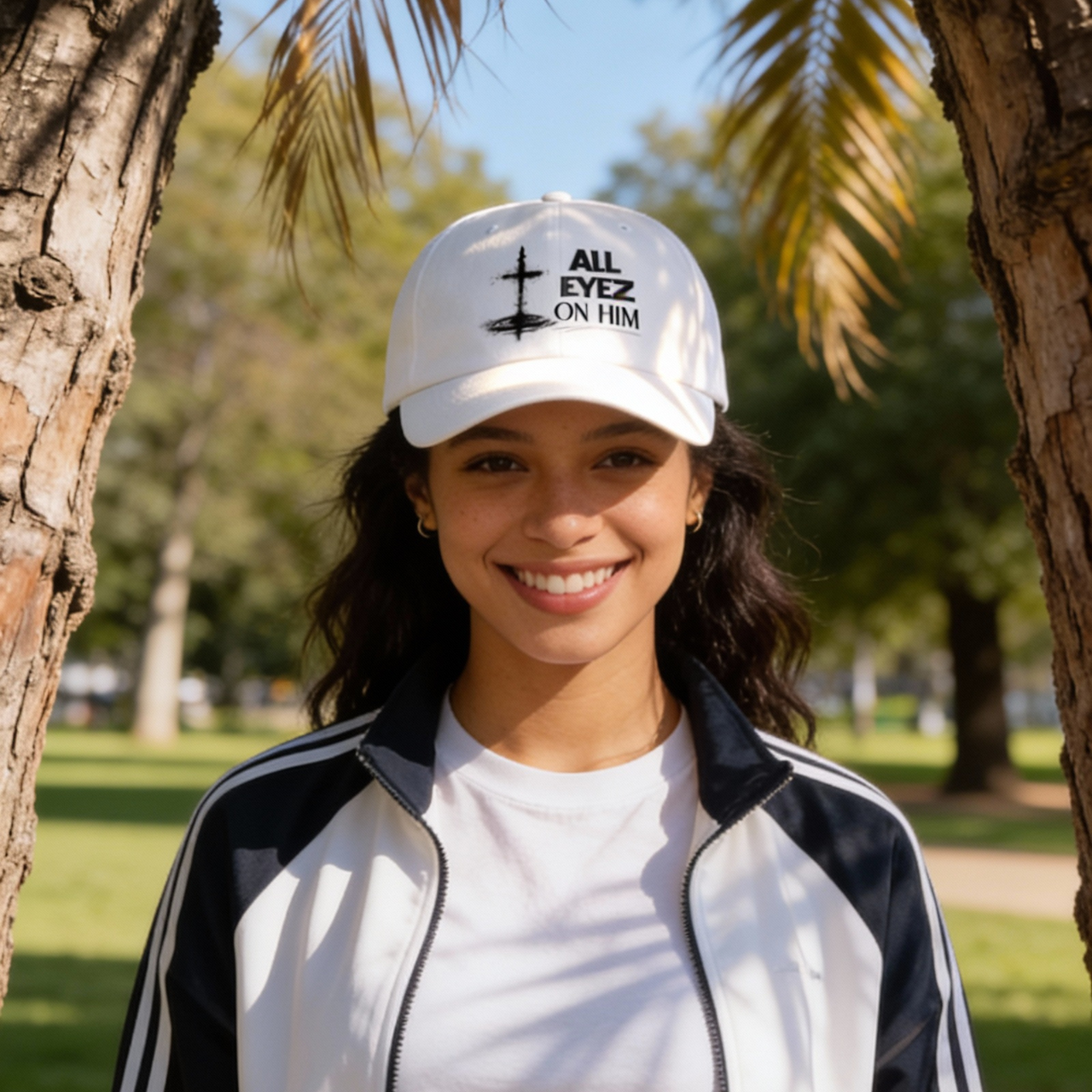 “All Eyes on Him” Embroidered Design Dad Cap – Christian Adjustable Unisex Cap- Minimal Cross Faith Hat, product thumbnail image “All Eyes on Him” Embroidered Design Dad Cap – Christian Adjustable Unisex Cap- Minimal Cross Faith Hat, product thumbnail image