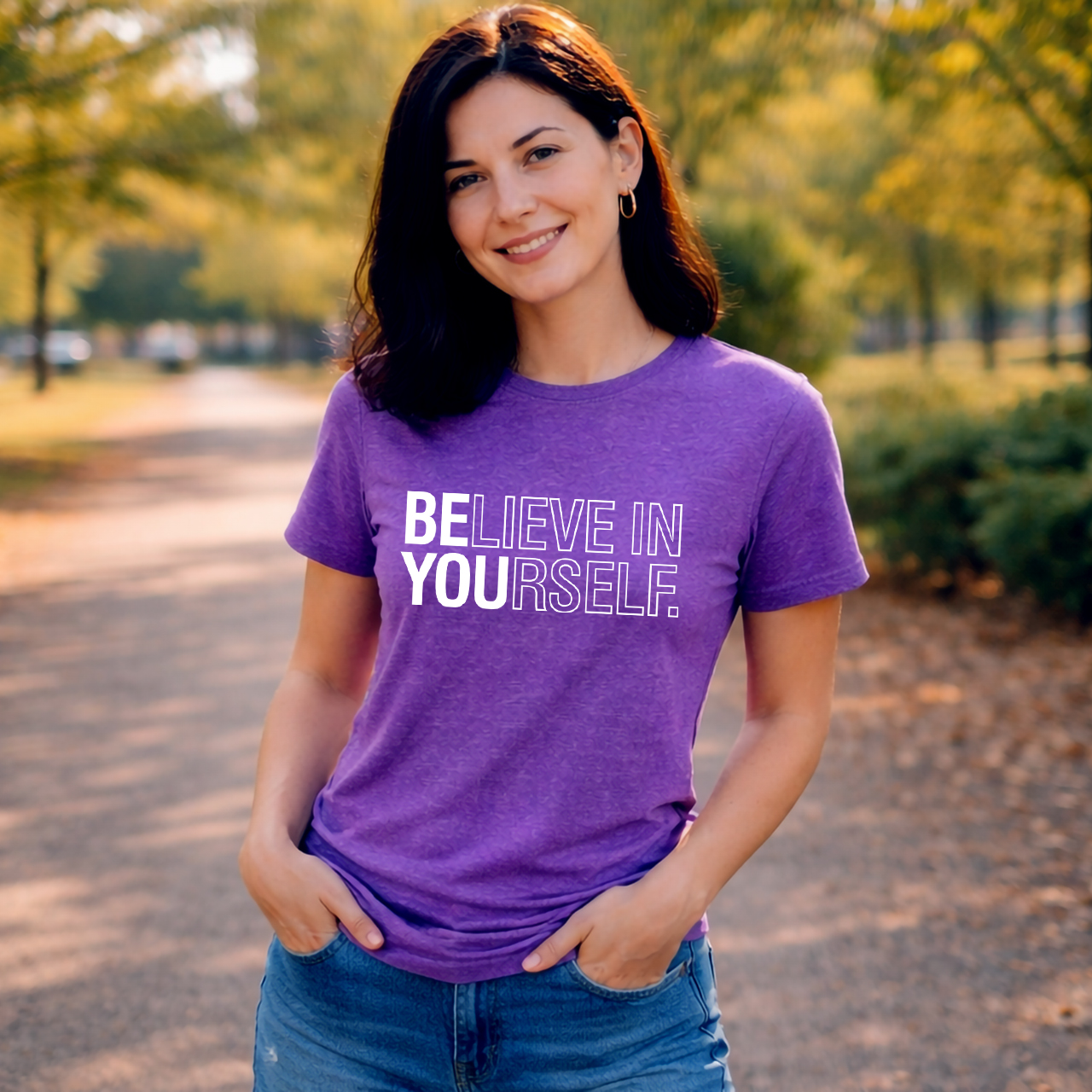 Believe In Yourself Tee, Women's Inspirational Motivational Shirt, Positive Apparel product thumbnail image