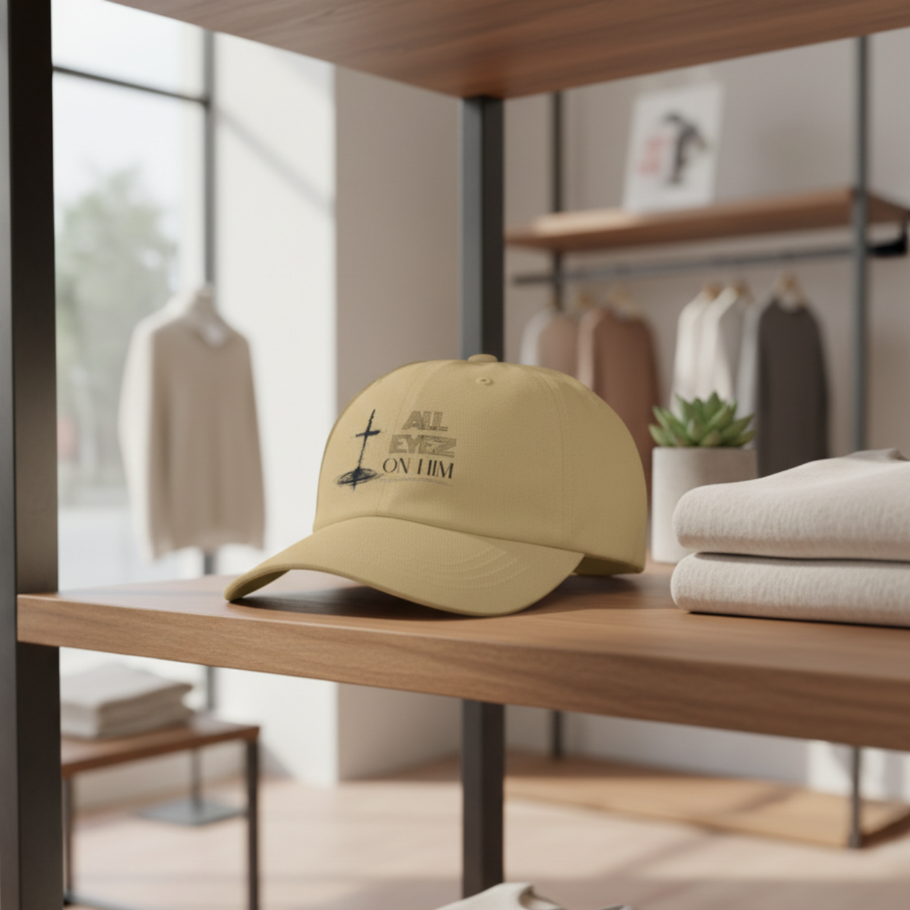 “All Eyes on Him” Embroidered Design Dad Cap – Christian Adjustable Unisex Cap- Minimal Cross Faith Hat, product thumbnail image “All Eyes on Him” Embroidered Design Dad Cap – Christian Adjustable Unisex Cap- Minimal Cross Faith Hat, product thumbnail image