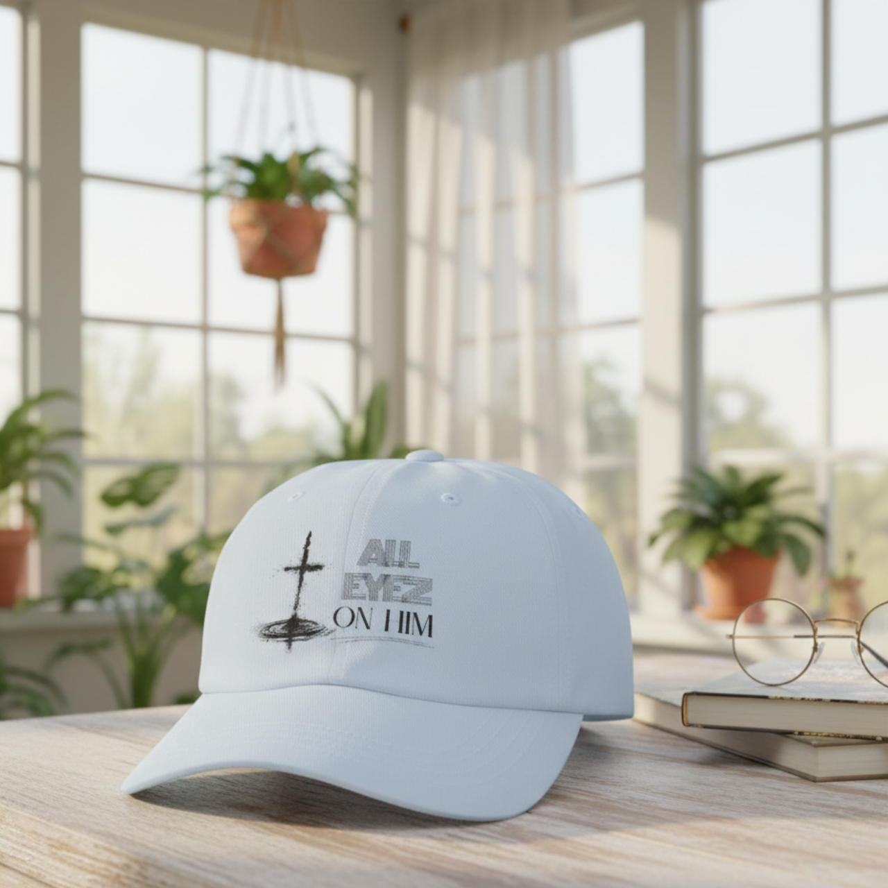 “All Eyes on Him” Embroidered Design Dad Cap – Christian Adjustable Unisex Cap- Minimal Cross Faith Hat, product thumbnail image “All Eyes on Him” Embroidered Design Dad Cap – Christian Adjustable Unisex Cap- Minimal Cross Faith Hat, product thumbnail image