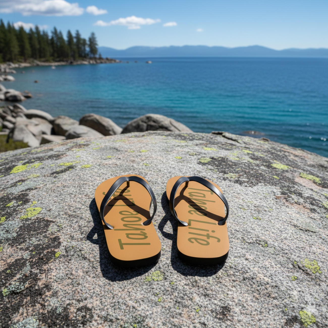 "Tahoe Life" Flip Flops - Casual Beach Sandals with Scenic Outdoor Vibe product thumbnail image "Tahoe Life" Flip Flops - Casual Beach Sandals with Scenic Outdoor Vibe product thumbnail image