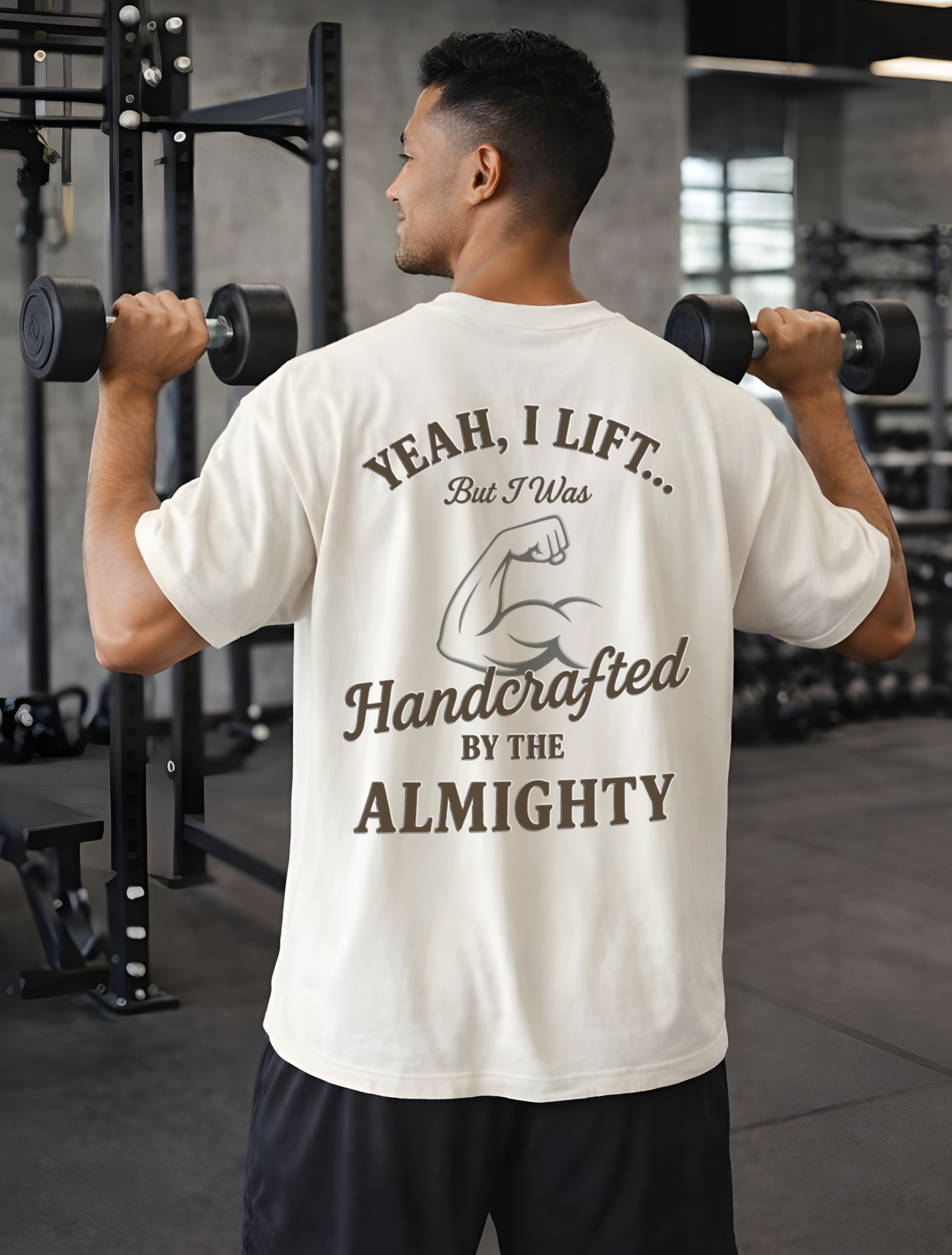 Yeah I Lift But I Was Handcrafted by the Almighty Christian Workout Shirt – Faith and Fitness Oversized Boxy Tee, Psalm 139:14 Gym Shirt, Christian Apparel for Men and Women Yeah I Lift But I Was Handcrafted by the Almighty Christian Workout Shirt – Faith and Fitness Oversized Boxy Tee, Psalm 139:14 Gym Shirt, Christian Apparel for Men and Women