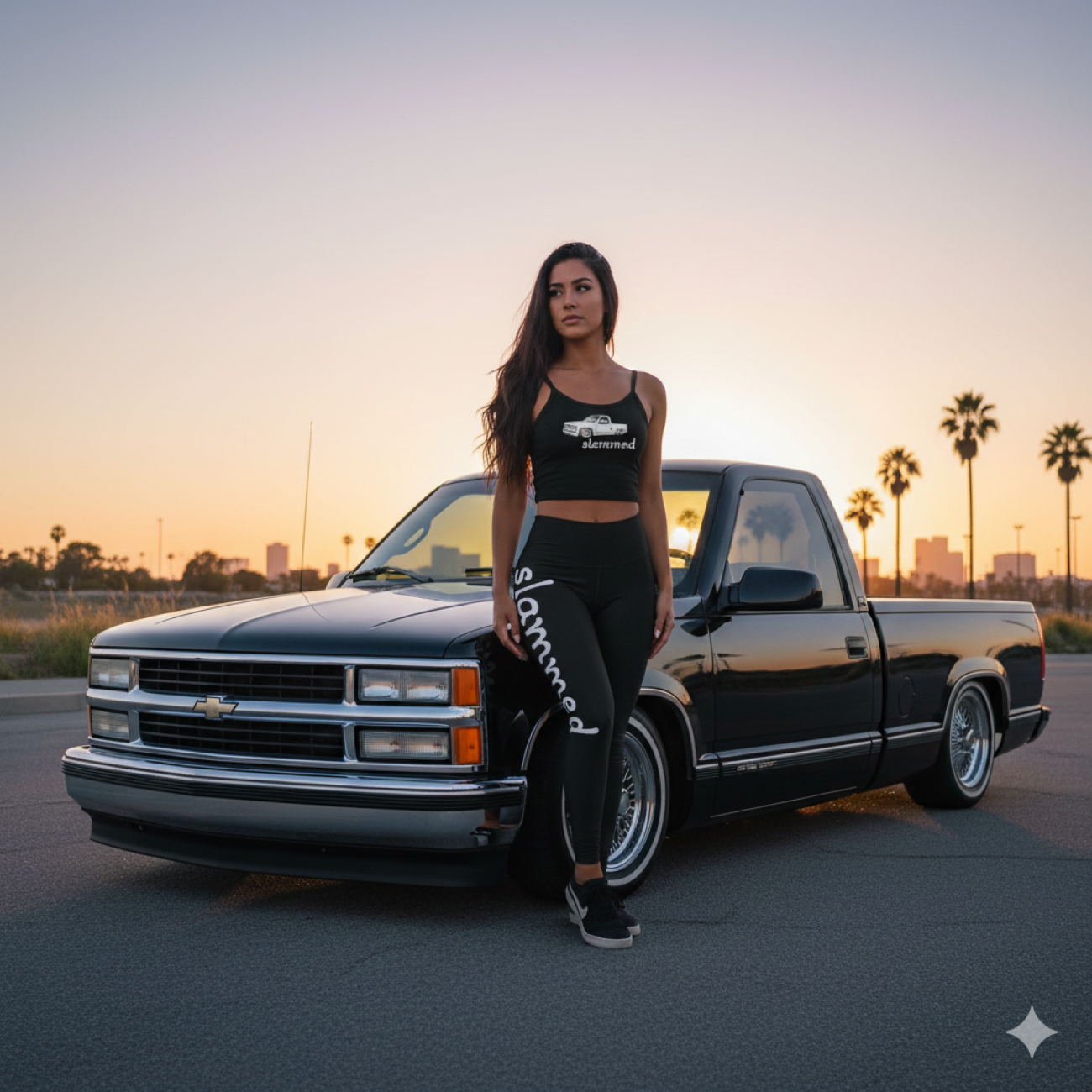 "Slammed" Leggings — Black Script Side Print product thumbnail image