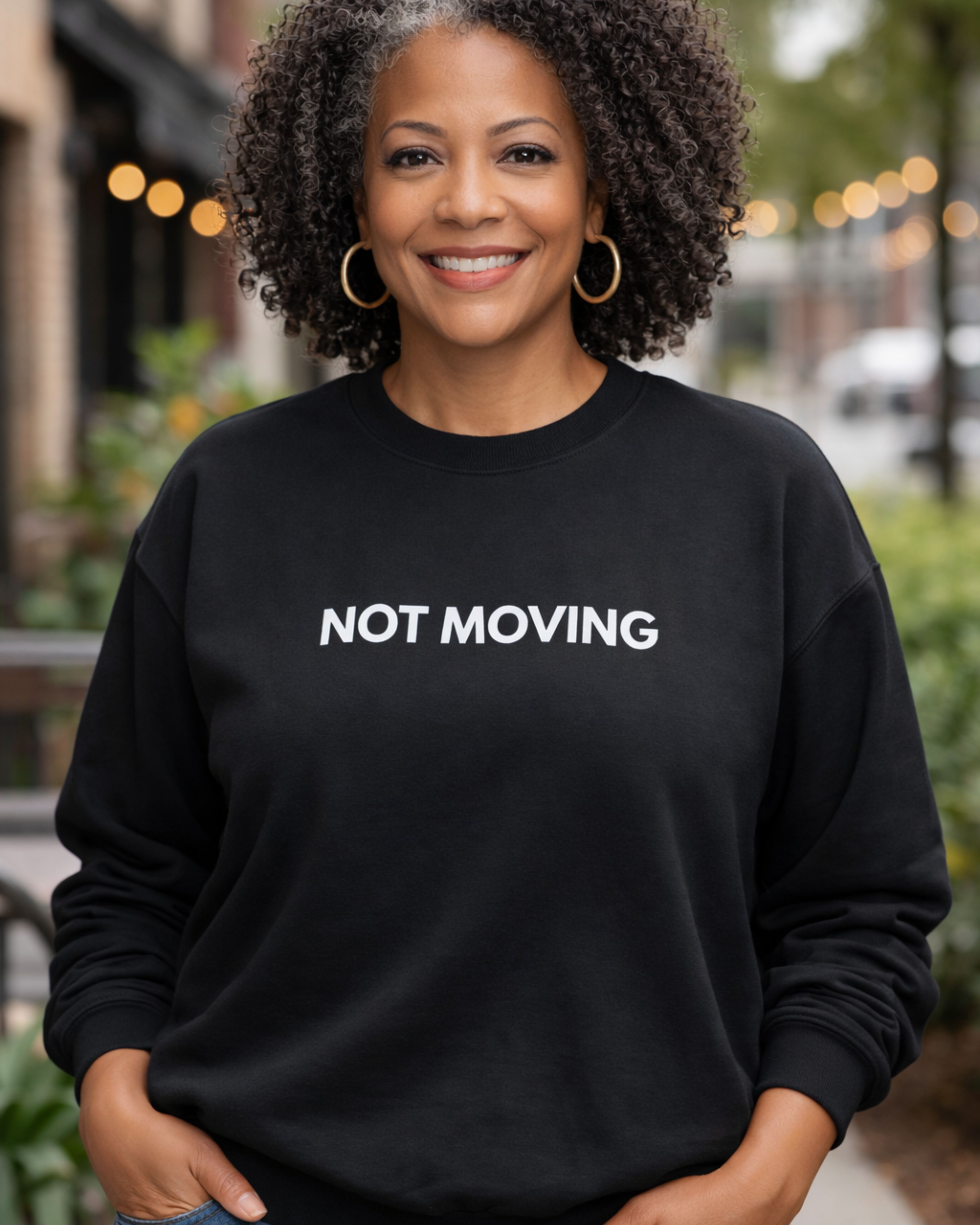 PHRASE CREWNECK – NOT MOVING - WHT-LTRS product thumbnail image