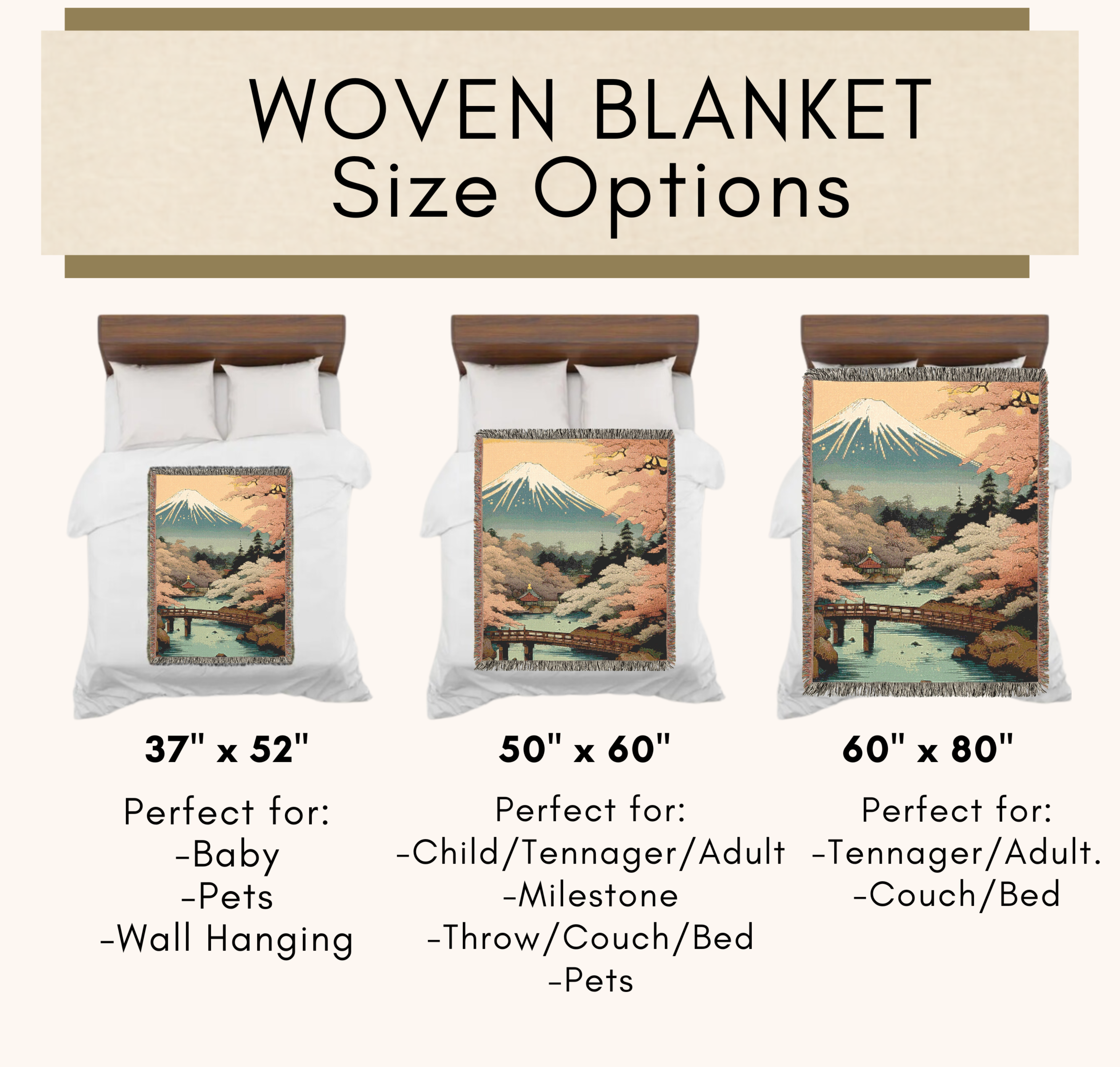 Japanese Landscape Woven Blanket, Japan Scenic Throw product thumbnail image
