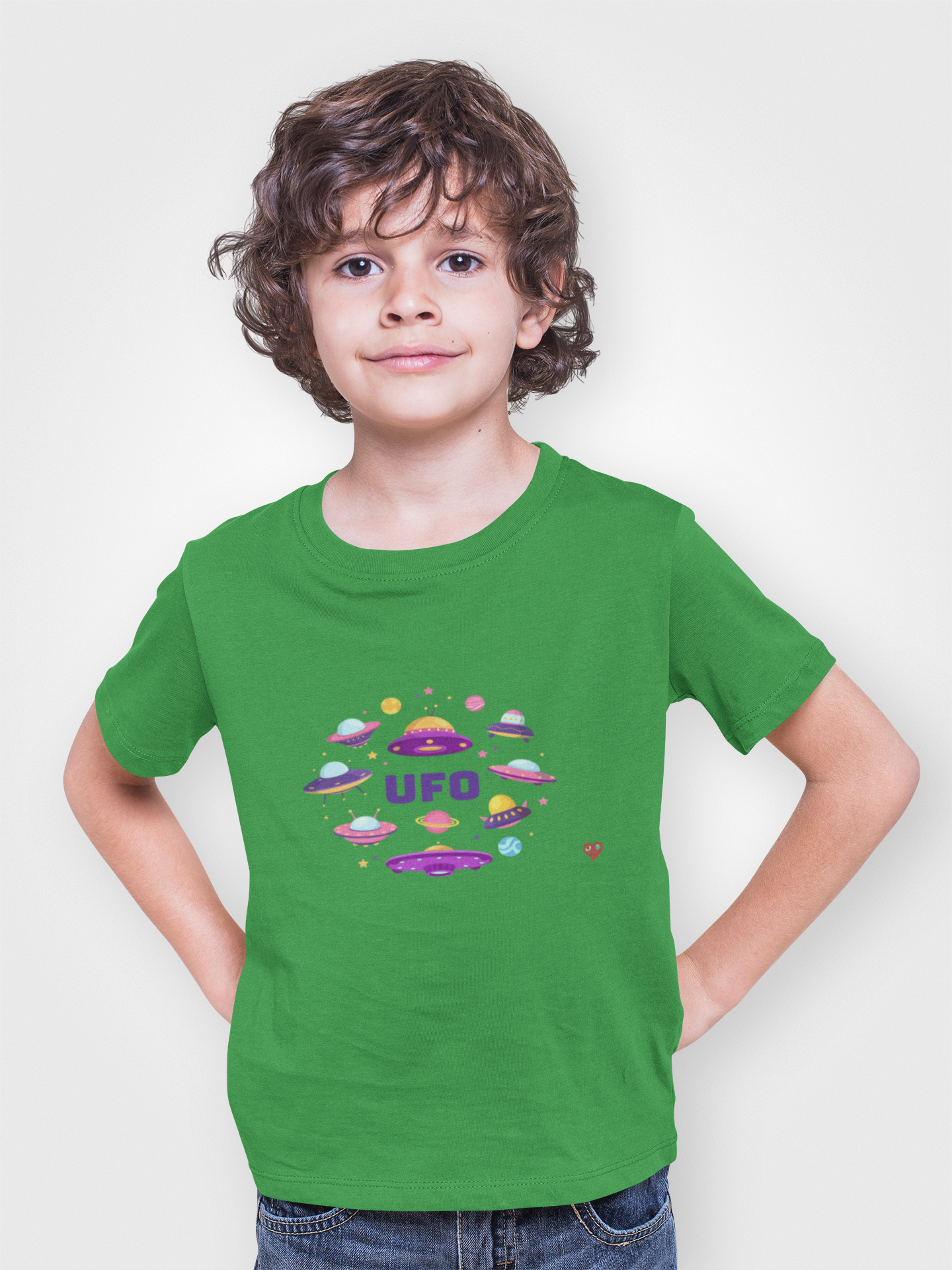Kids UFO Graphic Tee — Colorful Spaceship Design