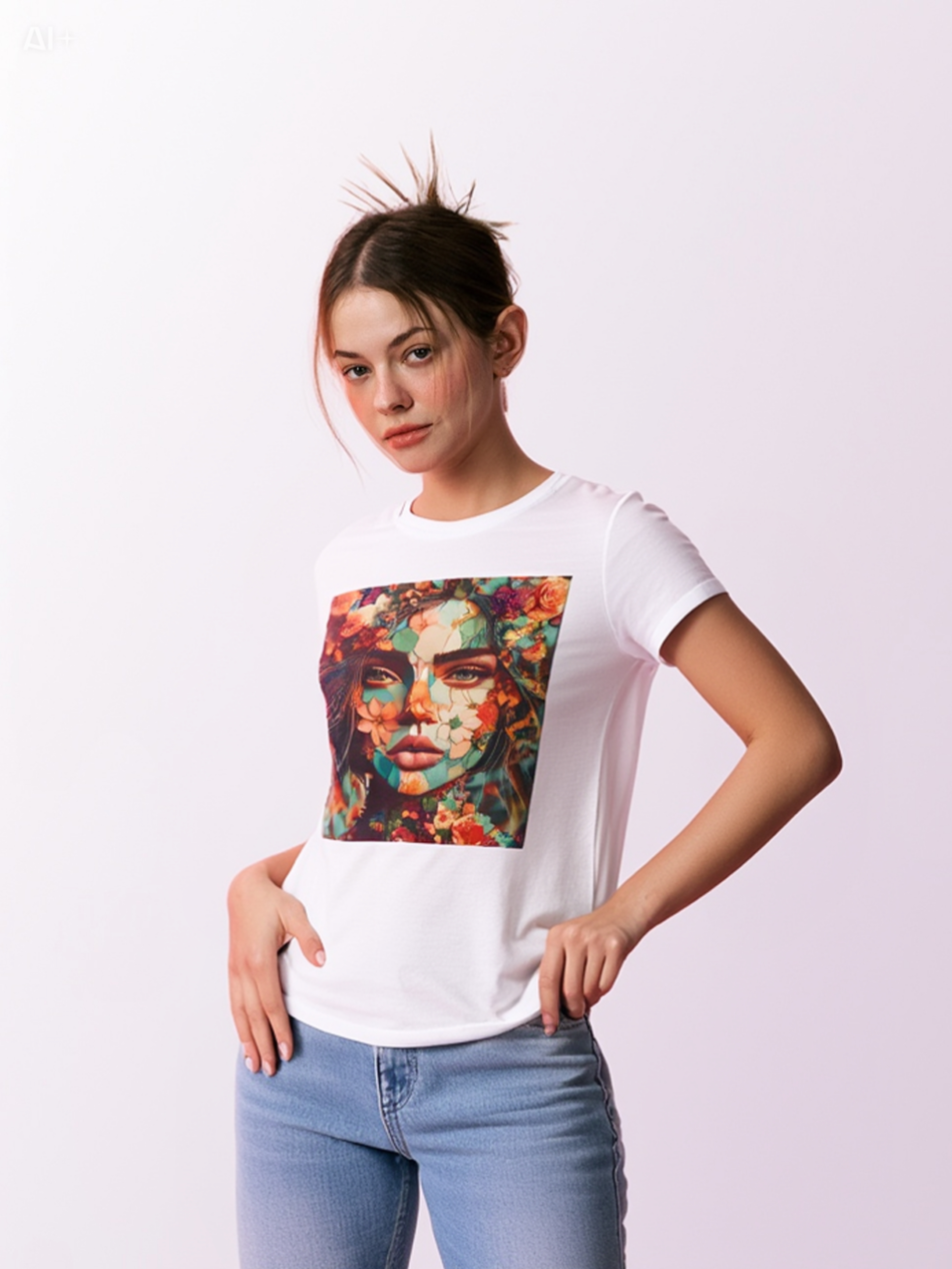 Floral Portrait Women's Tee — Dreamy Blossom Face Art T‑Shirt Floral Portrait Women's Tee — Dreamy Blossom Face Art T‑Shirt