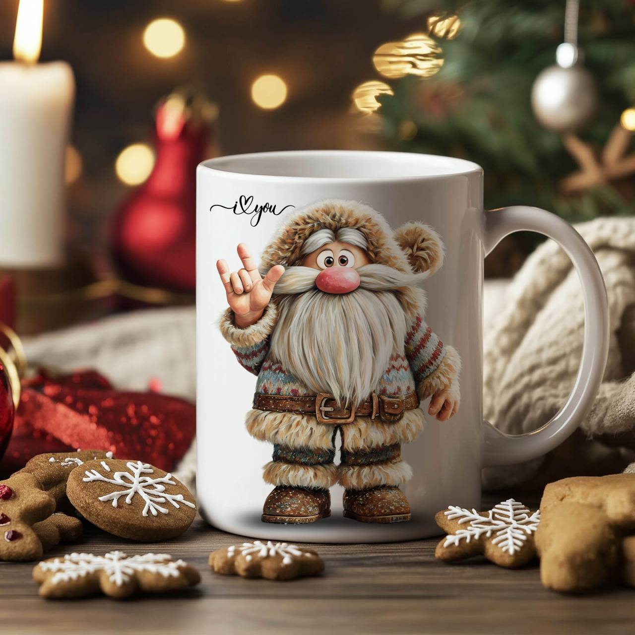 ASL Woodland Gnome with ILY Sign Ceramic Mug — Cute ILY Sign Gnome Coffee Cup (11oz, 15oz) product thumbnail image ASL Woodland Gnome with ILY Sign Ceramic Mug — Cute ILY Sign Gnome Coffee Cup (11oz, 15oz) product thumbnail image