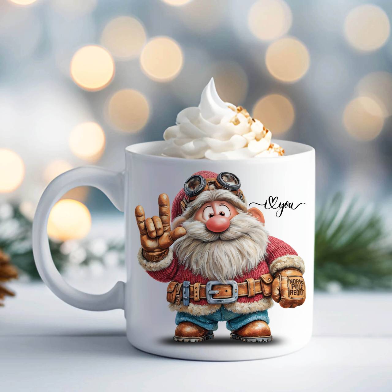 ASL Santa Gnome with ILY Sign Ceramic Mug – Holiday Coffee Cup with Festive Gnome with ILY Sign Design (11oz & 15oz) product thumbnail image ASL Santa Gnome with ILY Sign Ceramic Mug – Holiday Coffee Cup with Festive Gnome with ILY Sign Design (11oz & 15oz) product thumbnail image