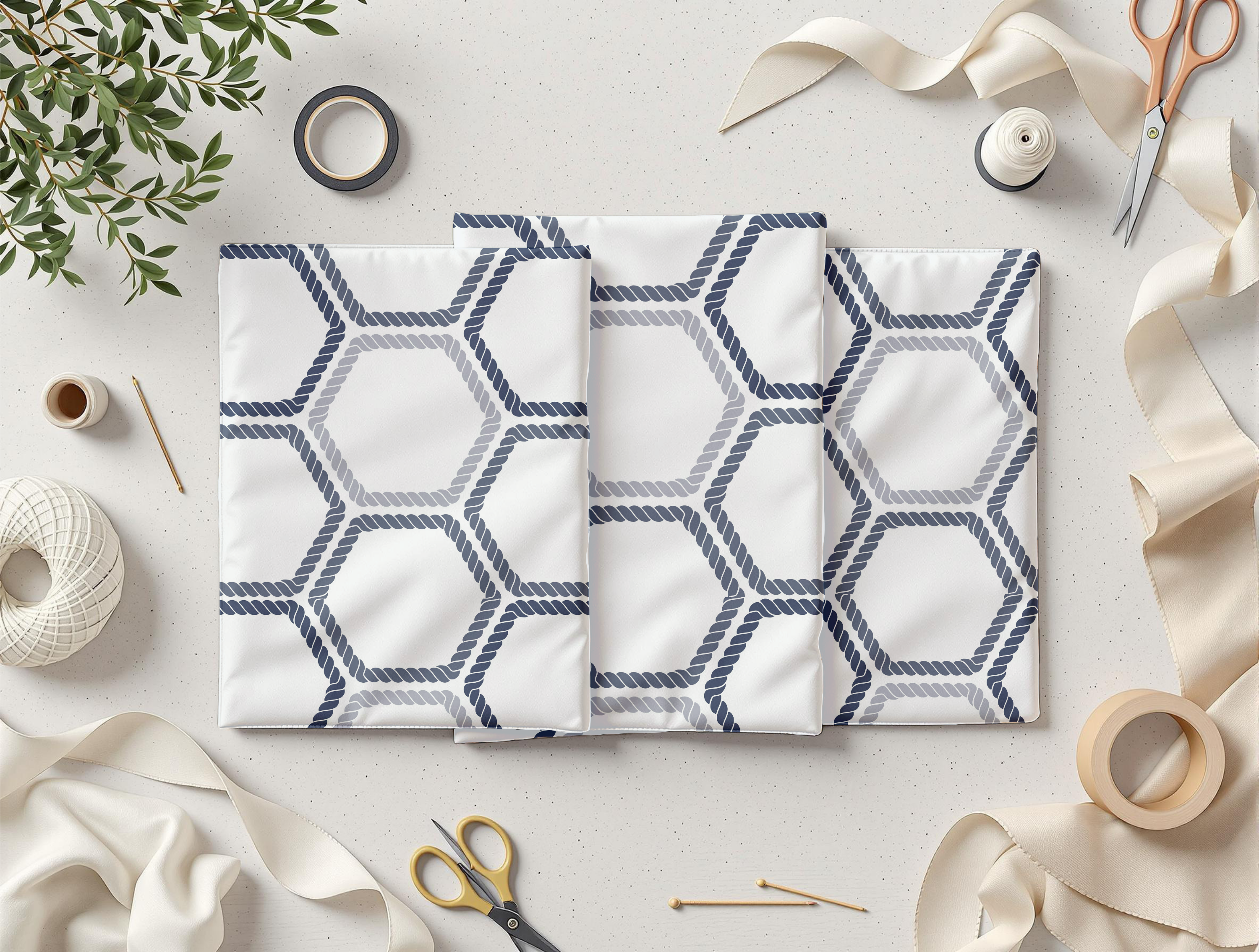 Nautical Rope Fabric Cotton Material, Light Blue Navy Coastal Print | Marine Rope Pattern Fabric by the Yard | Beach Decor Sewing Quilting product thumbnail image Nautical Rope Fabric Cotton Material, Light Blue Navy Coastal Print | Marine Rope Pattern Fabric by the Yard | Beach Decor Sewing Quilting product thumbnail image